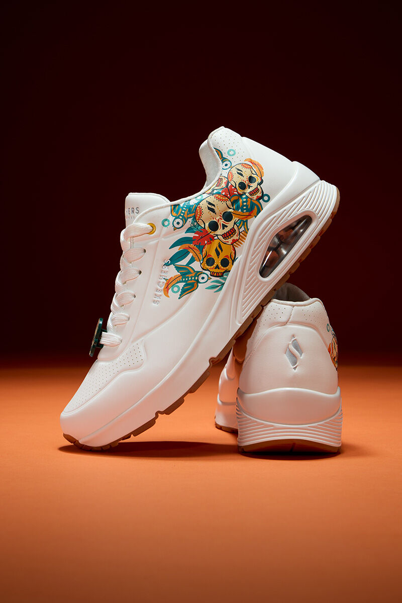 white shoes with skulls