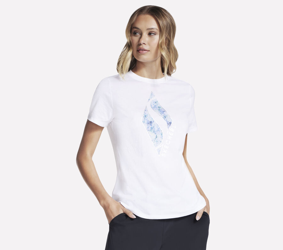 Floral Diamond Classic Crew Tee, WHITE, largeimage number 0