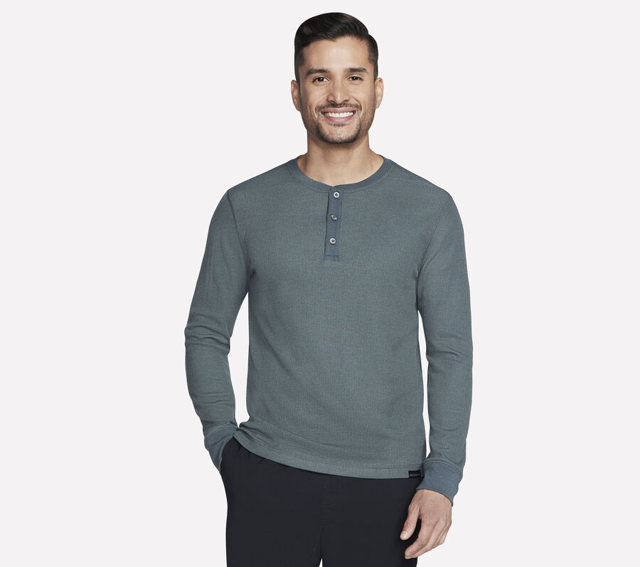GO KNIT Waffle Henley, GREEN / BLACK, largeimage number 0