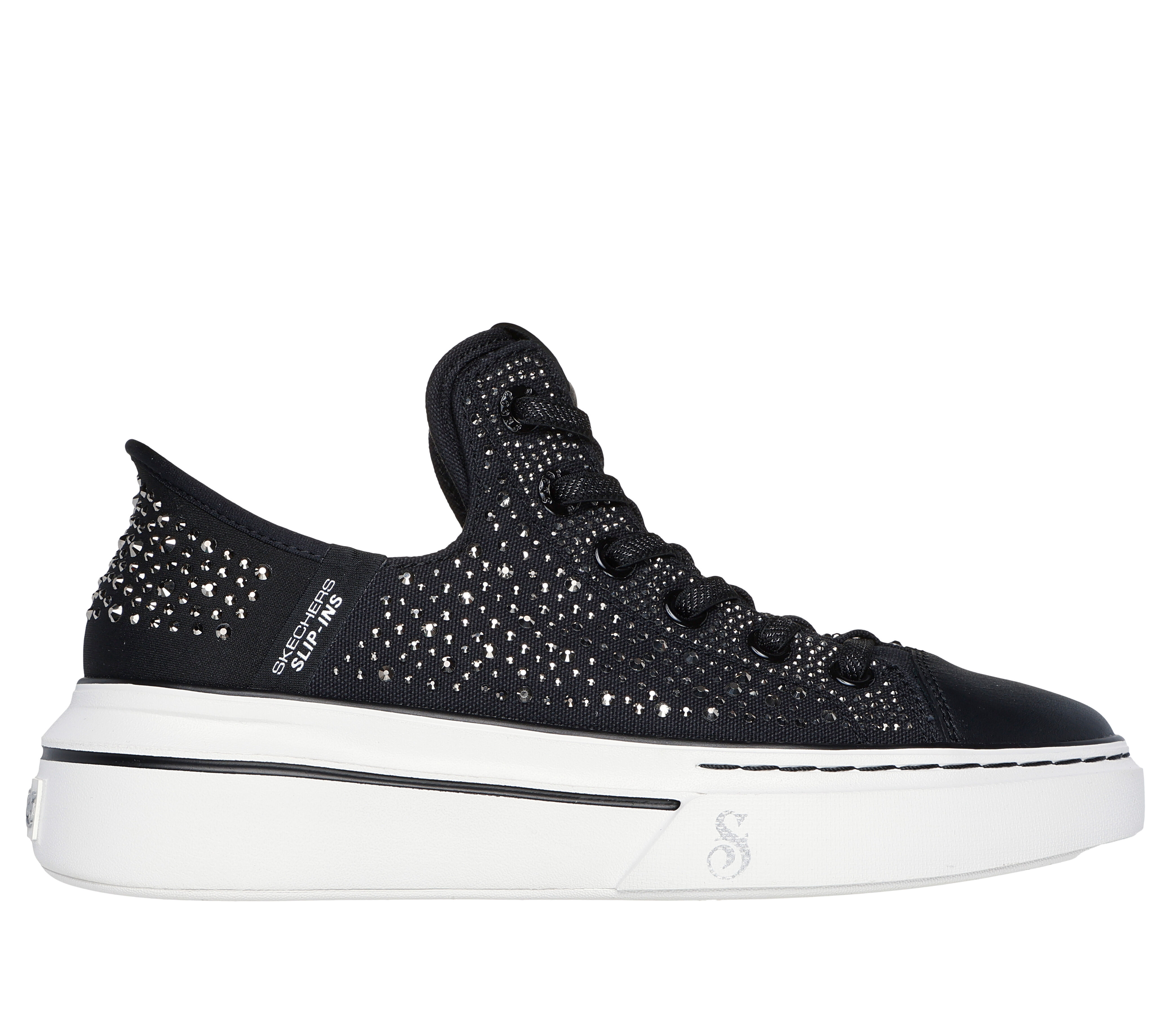 Skechers Women s Slip ins Snoop One Rhine Stoned Sneaker in Black Size 8.0 Medium Width