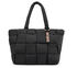 Quilted Checkered Shopper Bag, BLACK, swatch