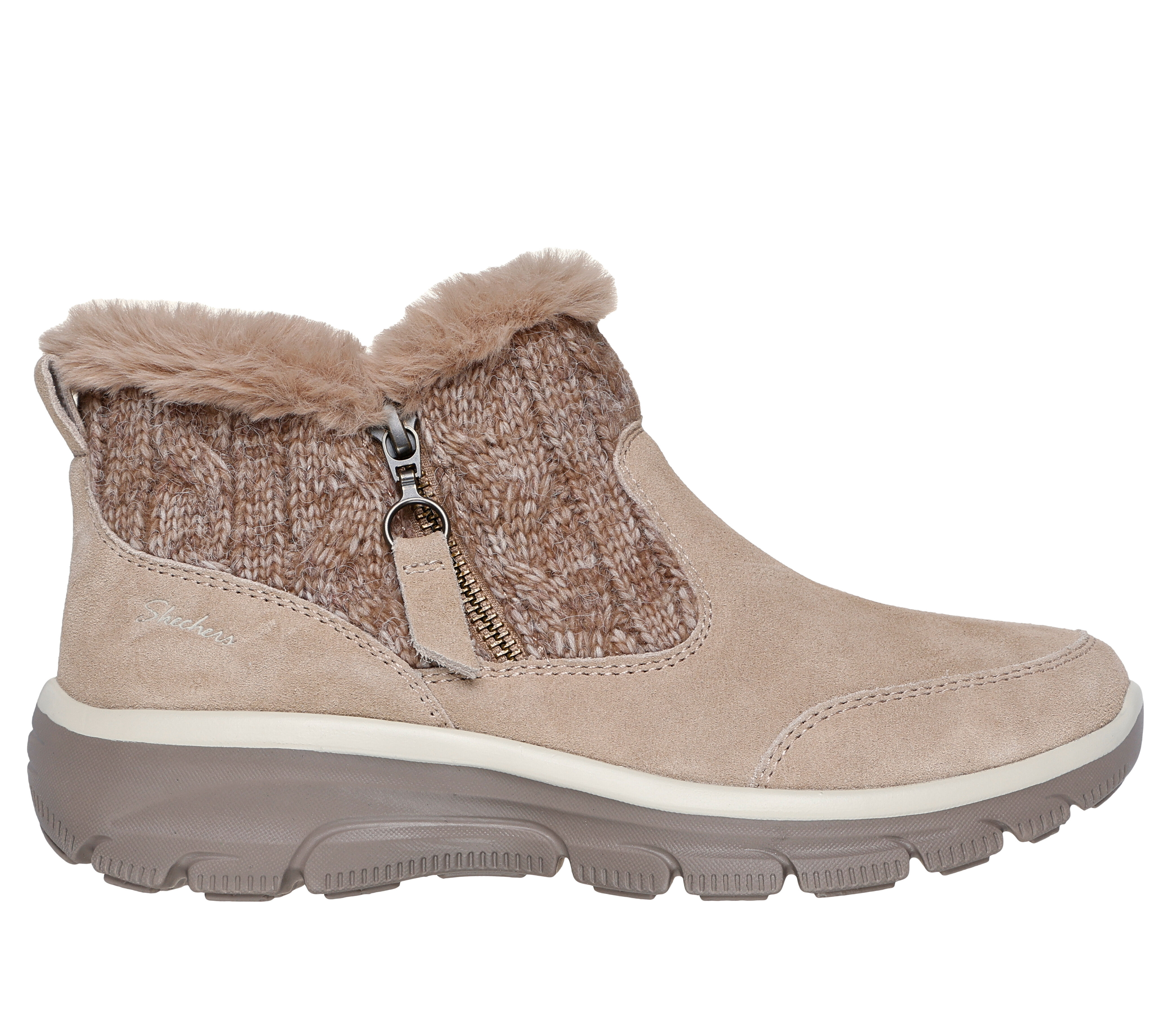 Skechers Women s Relaxed Fit Easy Going Cozy Inn Boots in Dark Natural Size 5.0 Medium Width