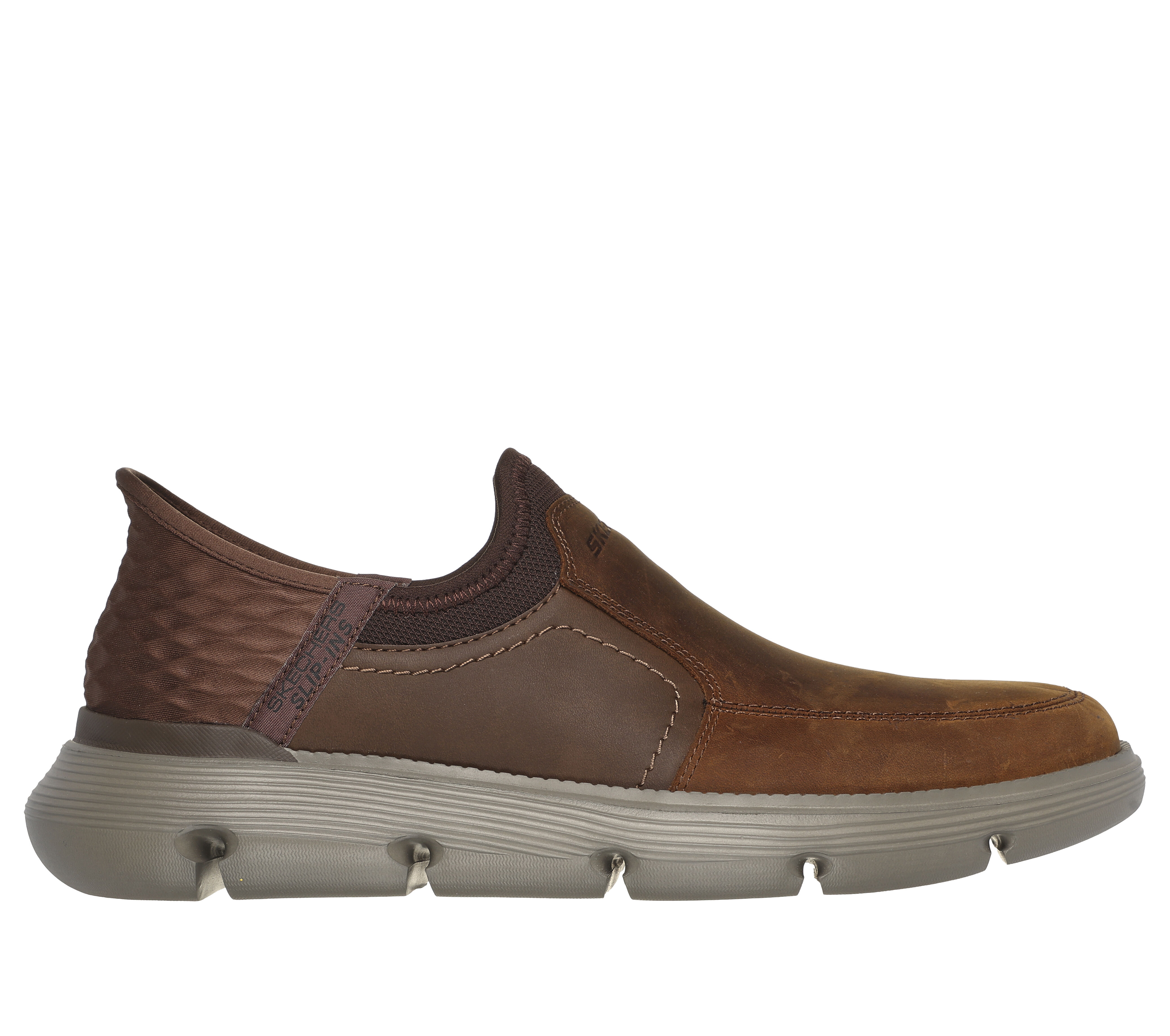 Brown slip on on sale skechers