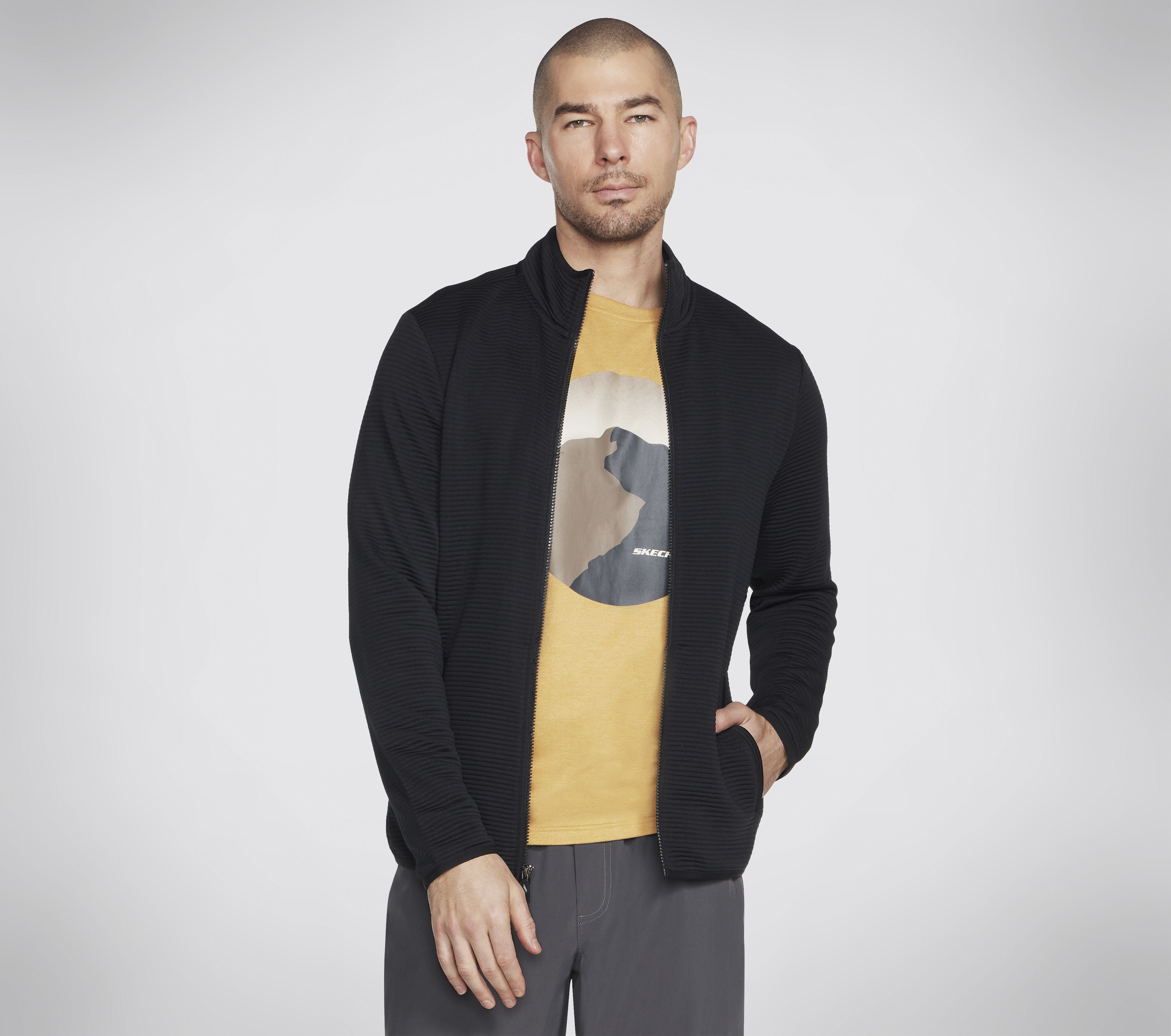 Hoodless black hotsell jacket