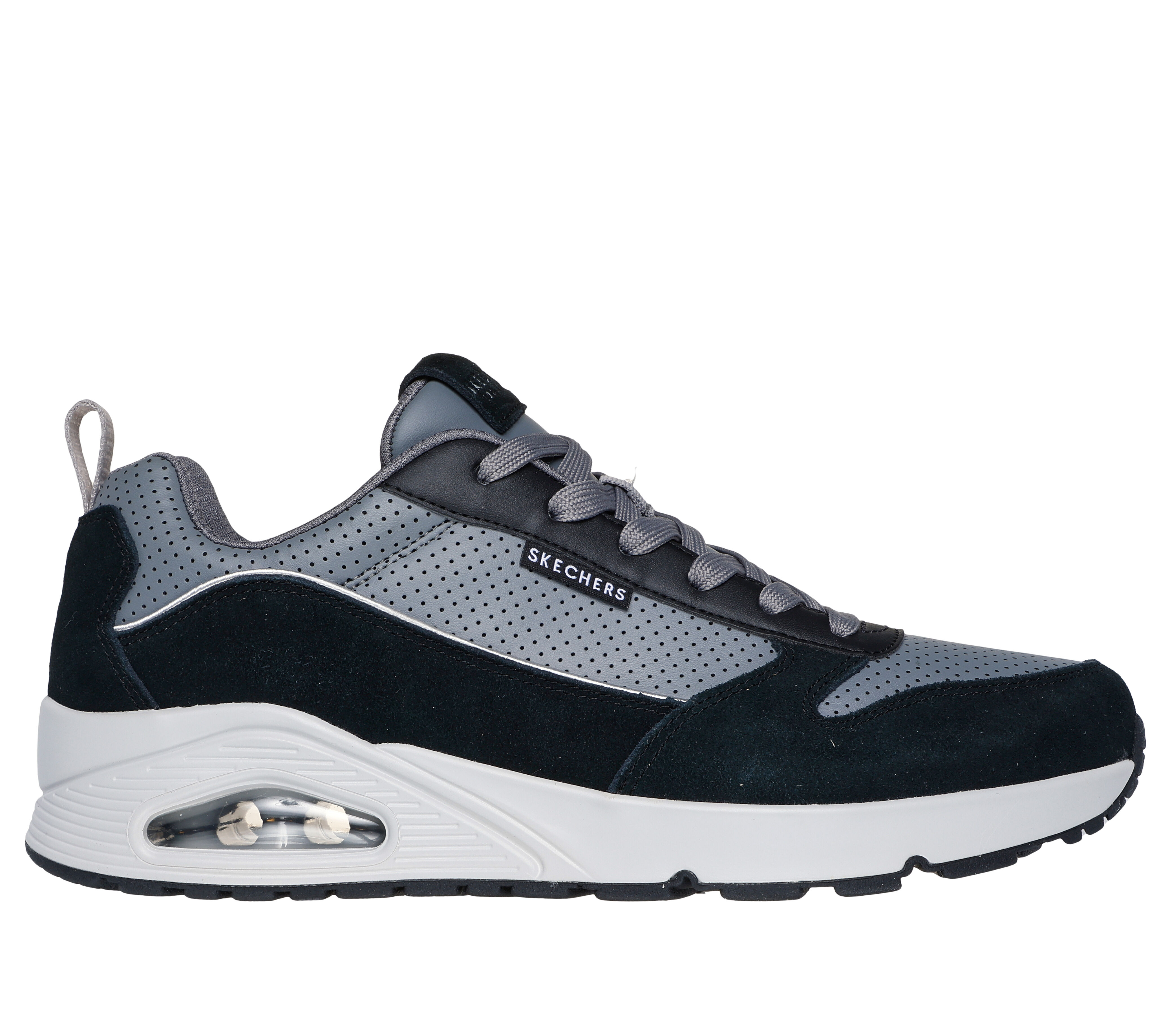 Skechers Men s Uno Stacre 2.0 Sneaker in Black Gray Size 11.0 Medium Width