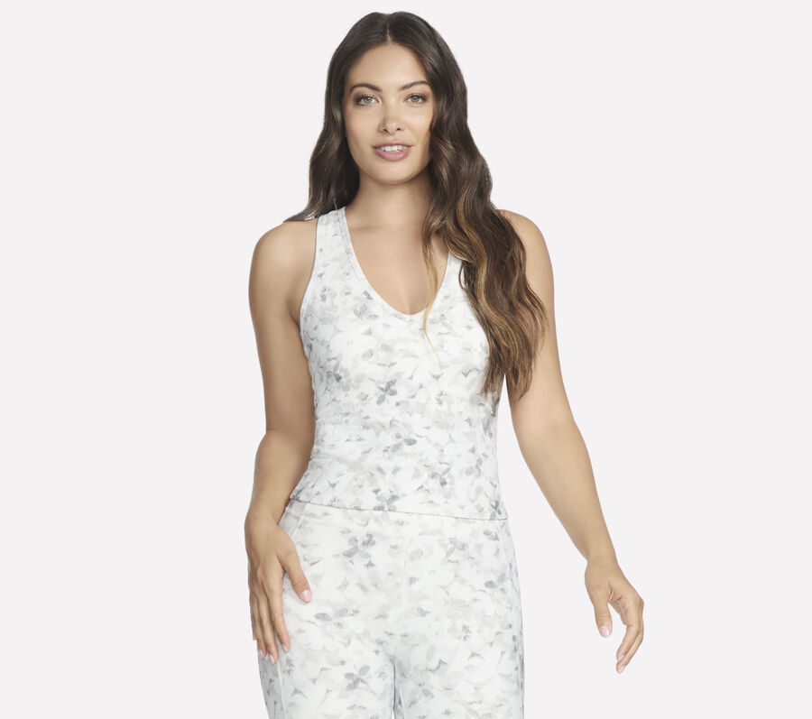 GO FLEX RIB Floral Mirage V-Neck Tank, ARGENT / GRIS, largeimage number 0