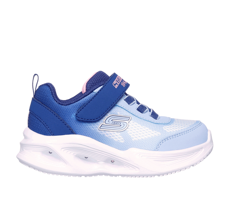 Skechers Toddler Girls Sola Glow Ombre Deluxe Running Shoe in Navy Blue Lavender Size 5 Medium