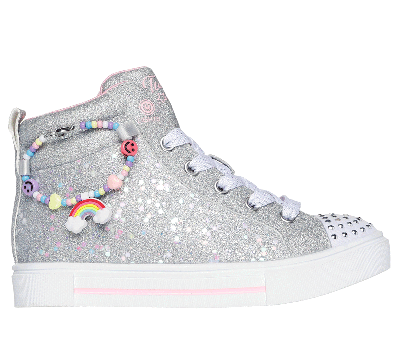 Skechers Girl s Twinkle Toes Twinkle Sparks Charm Bestie Sneaker in Silver Size 10.5 Medium Width