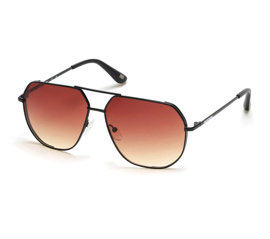 Metal Aviator Sunglasses, BLACK / BROWN, largeimage number 0