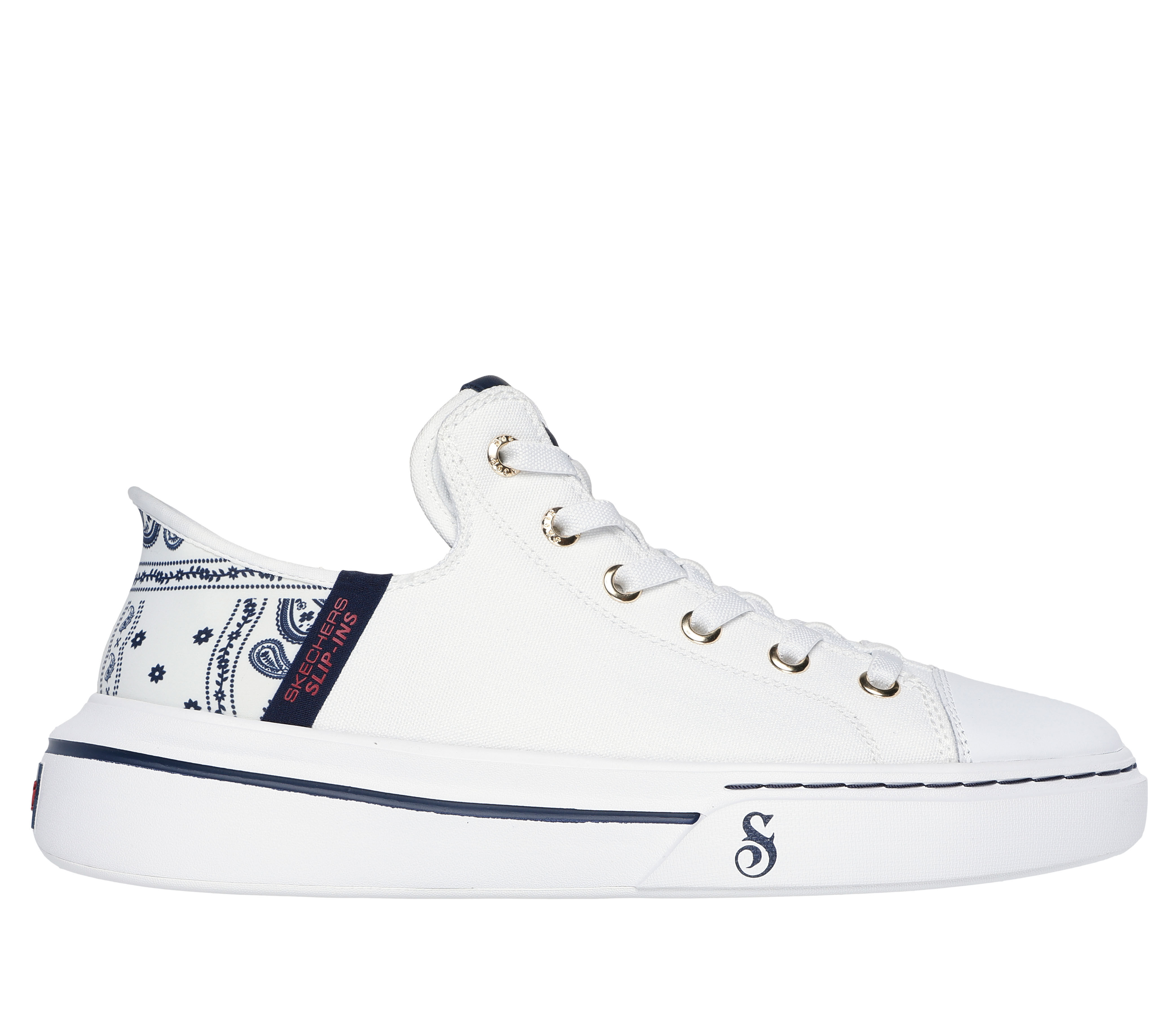Skechers Men s Slip ins Snoop One OG Canvas Sneaker in White Navy Blue Size 12.0 Medium Width