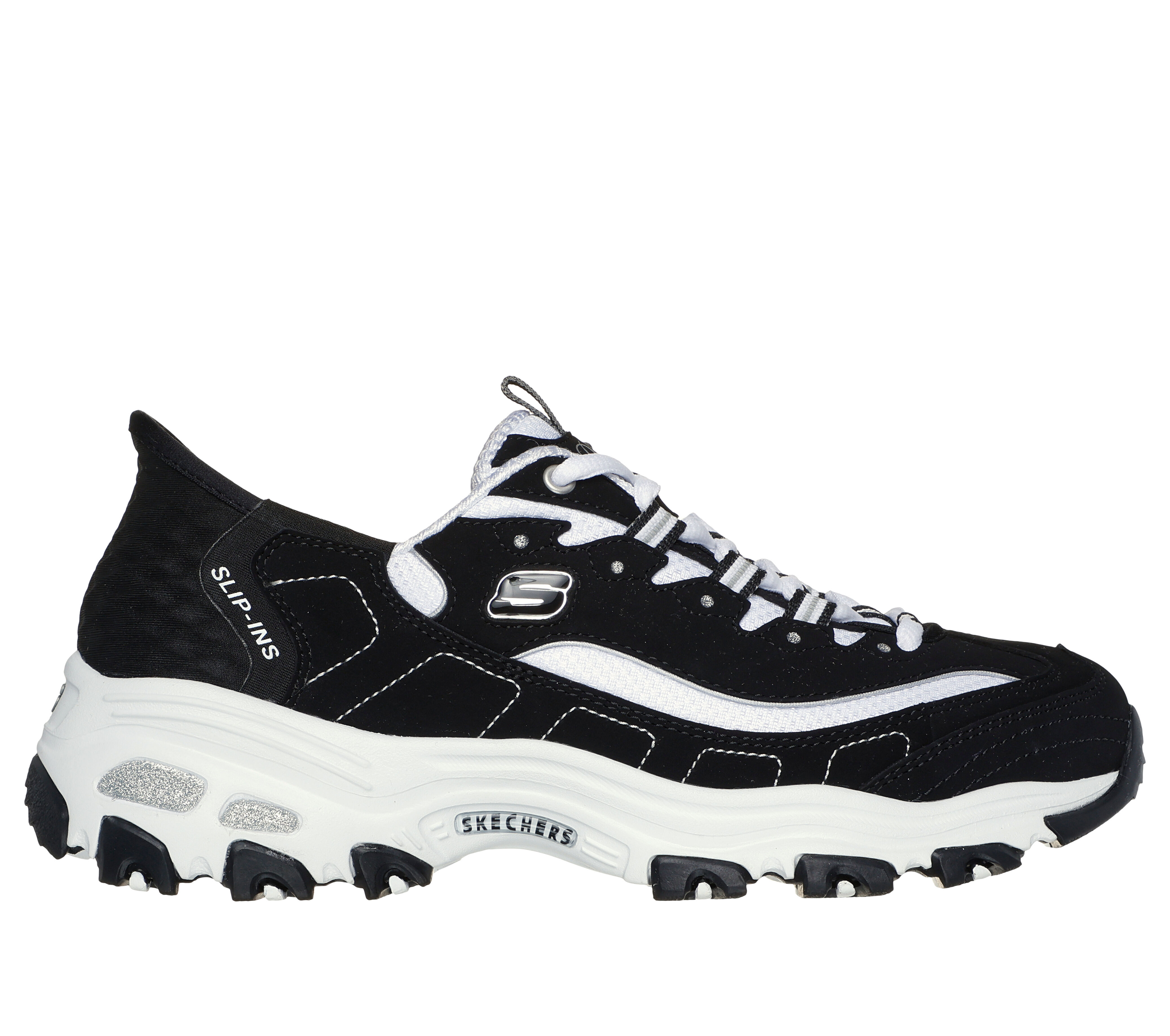 Black chunky skechers sale