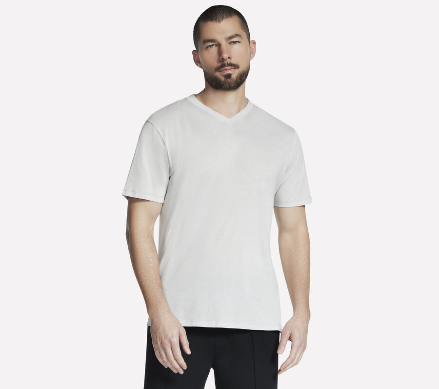 GO DRI Pima Signature V-Neck, BLANC / TAUPE, largeimage number 0