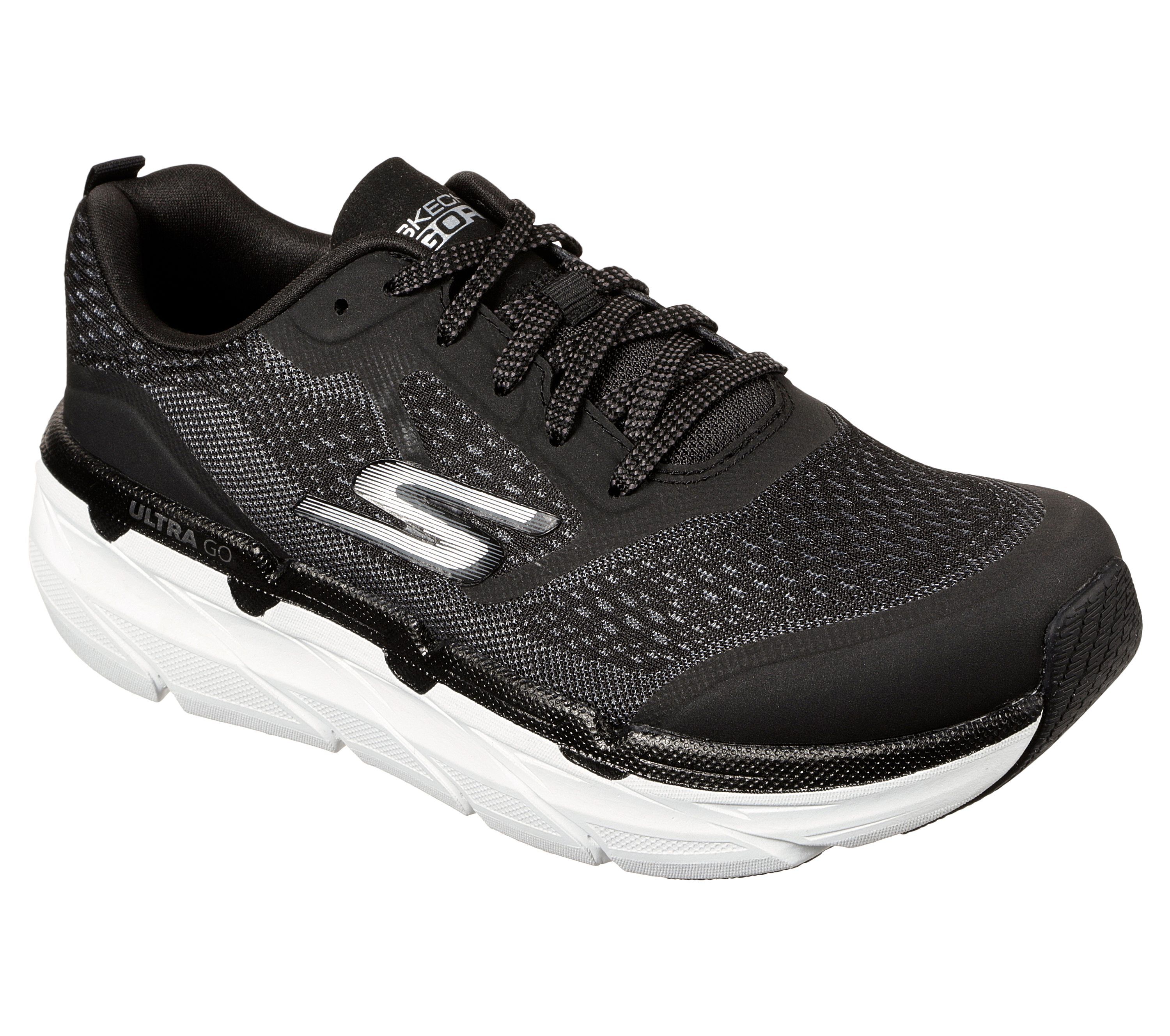 black and white skechers shoes