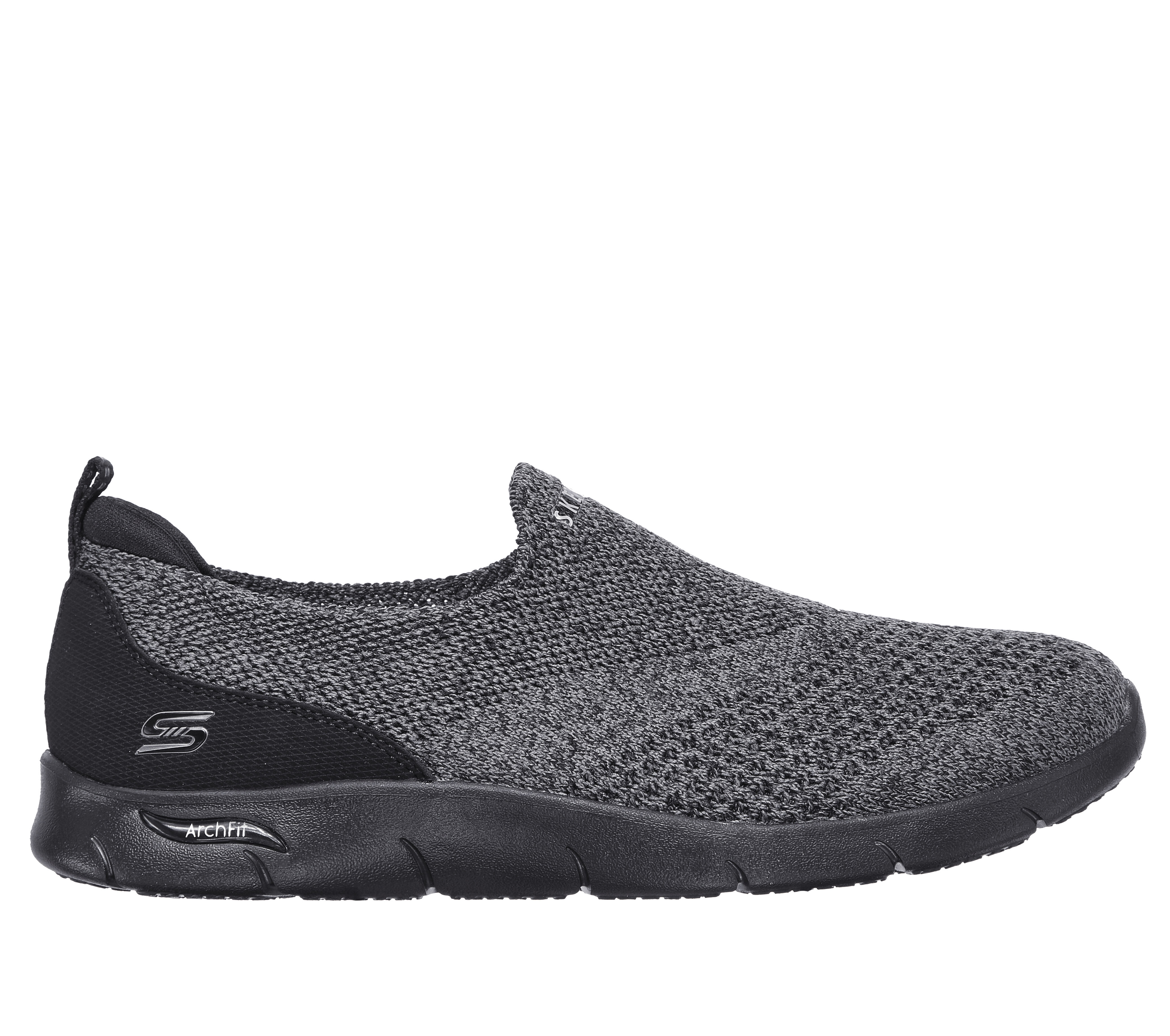 Skechers slip on black clearance
