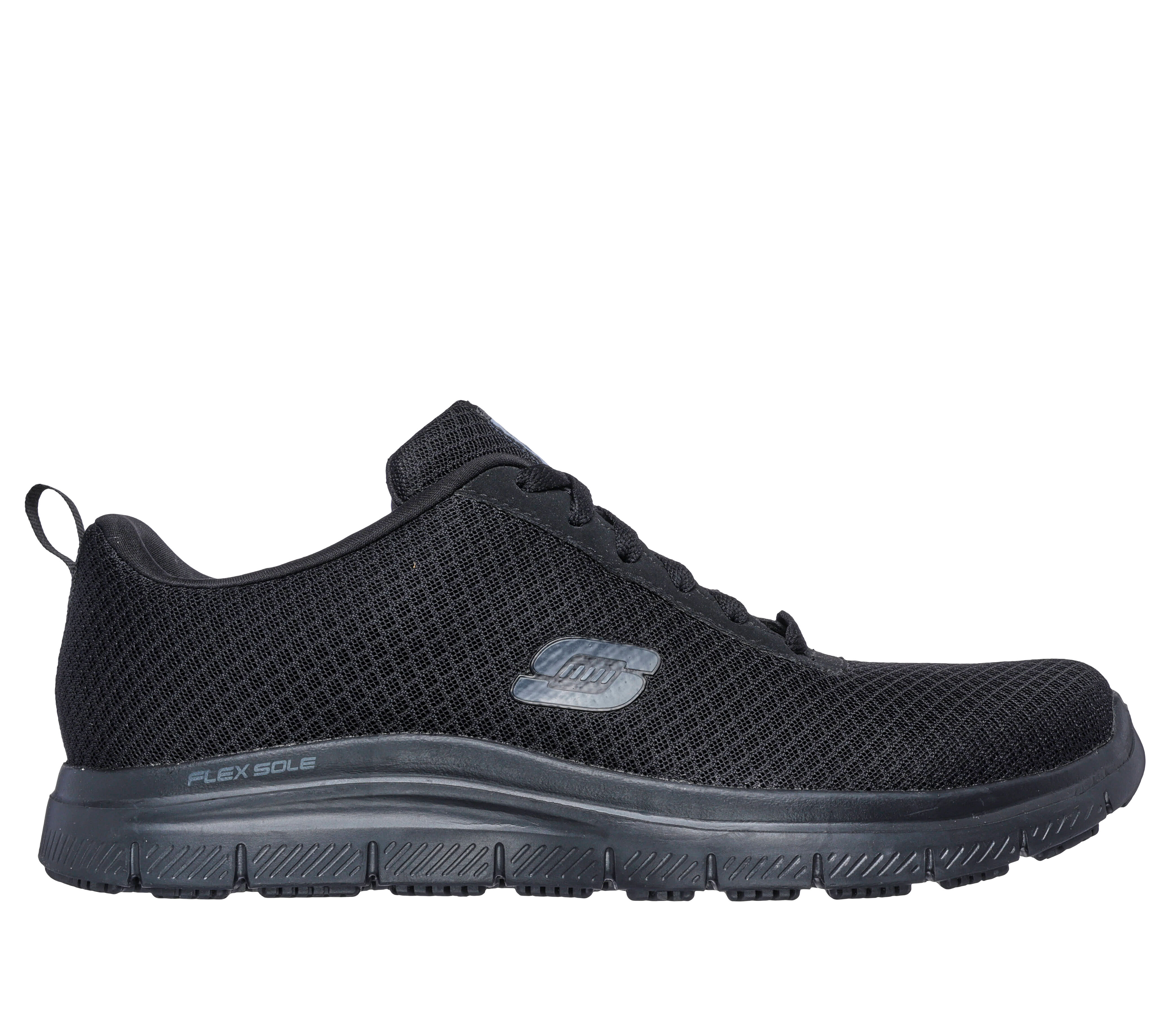 Black skechers mens work shoes Clearance