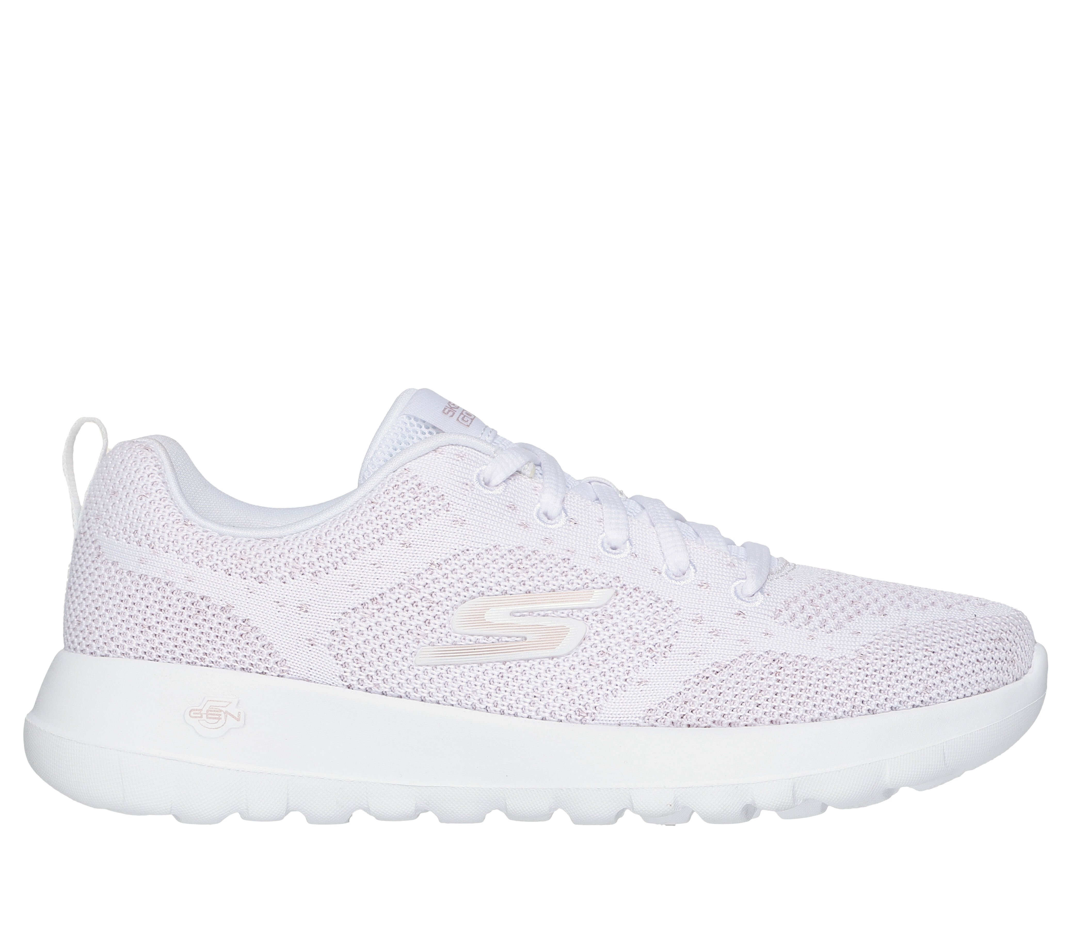 Skechers Women s GO WALK Joy Violet Sneaker in White Pink Size 9.5 Vegan Medium Width Machine Washable