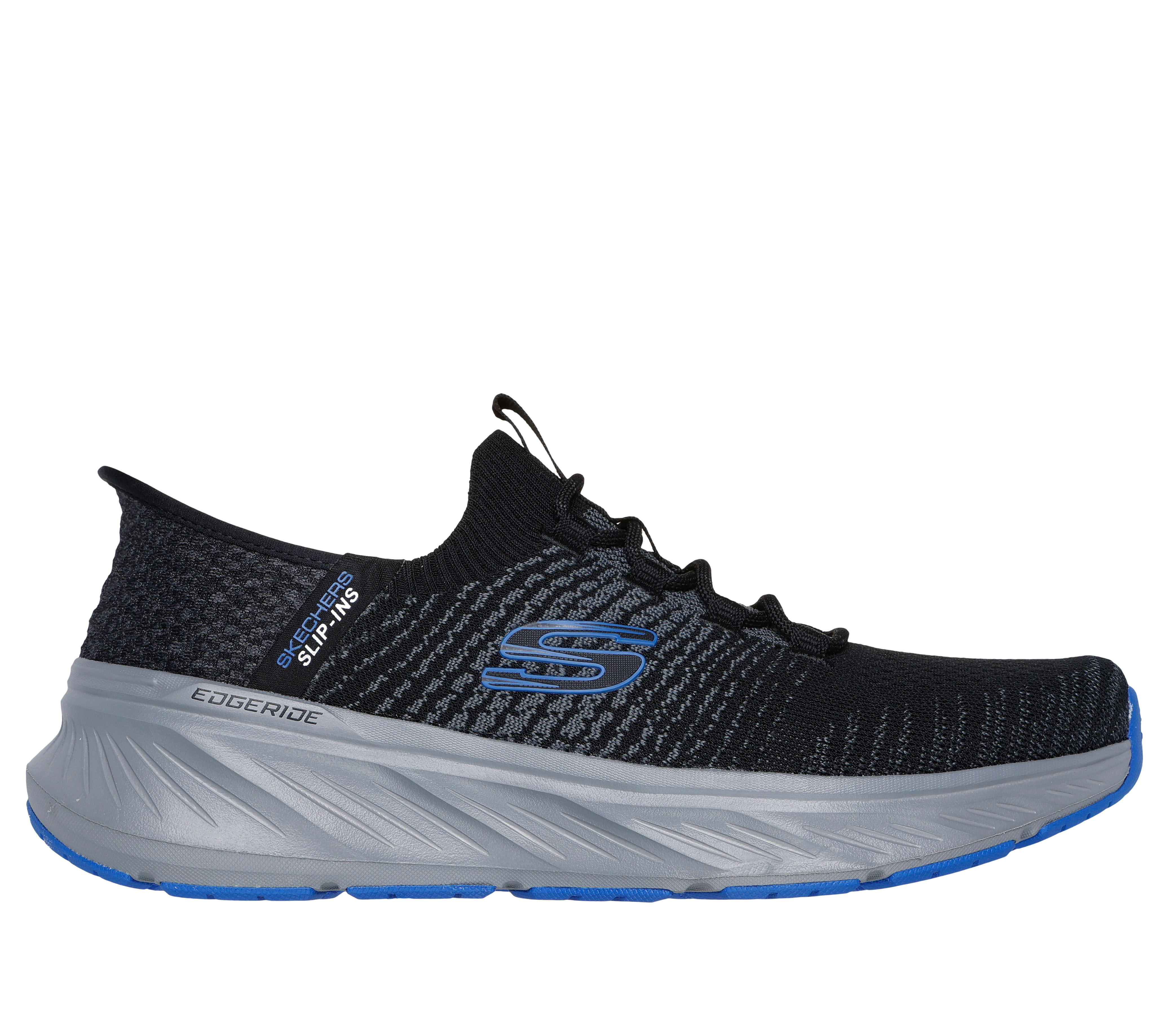 Blue and black skechers online