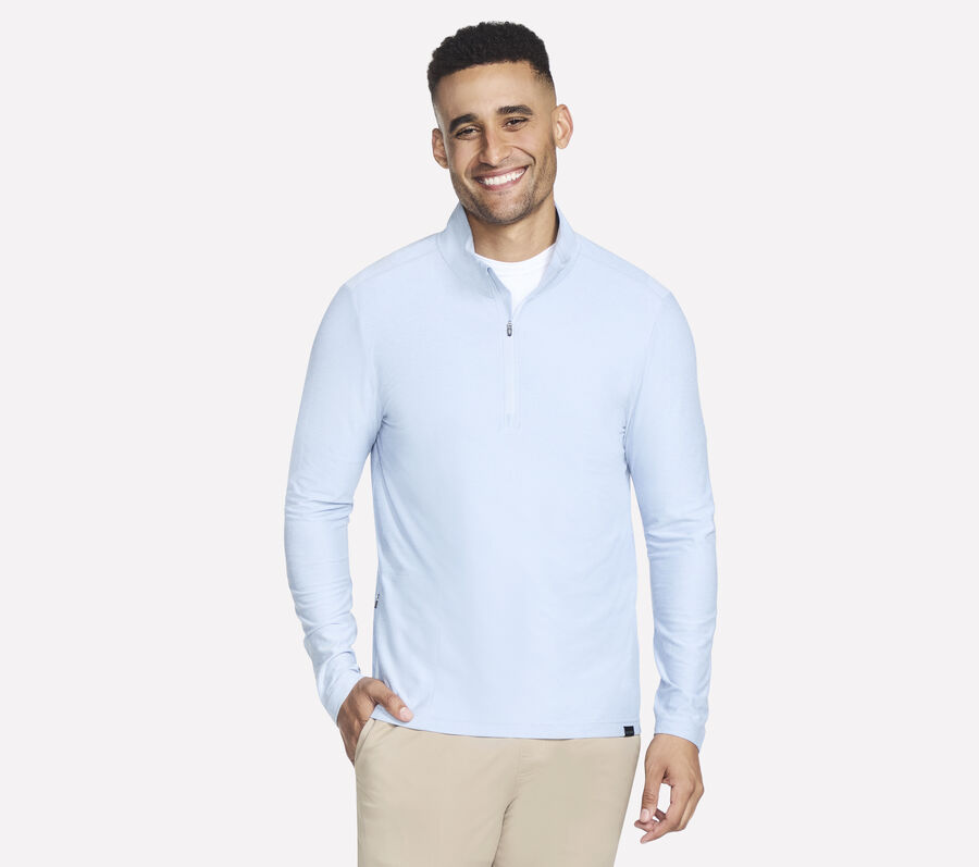 GO DRI All Day 1/4 Zip, WHITE / BLUE, largeimage number 0