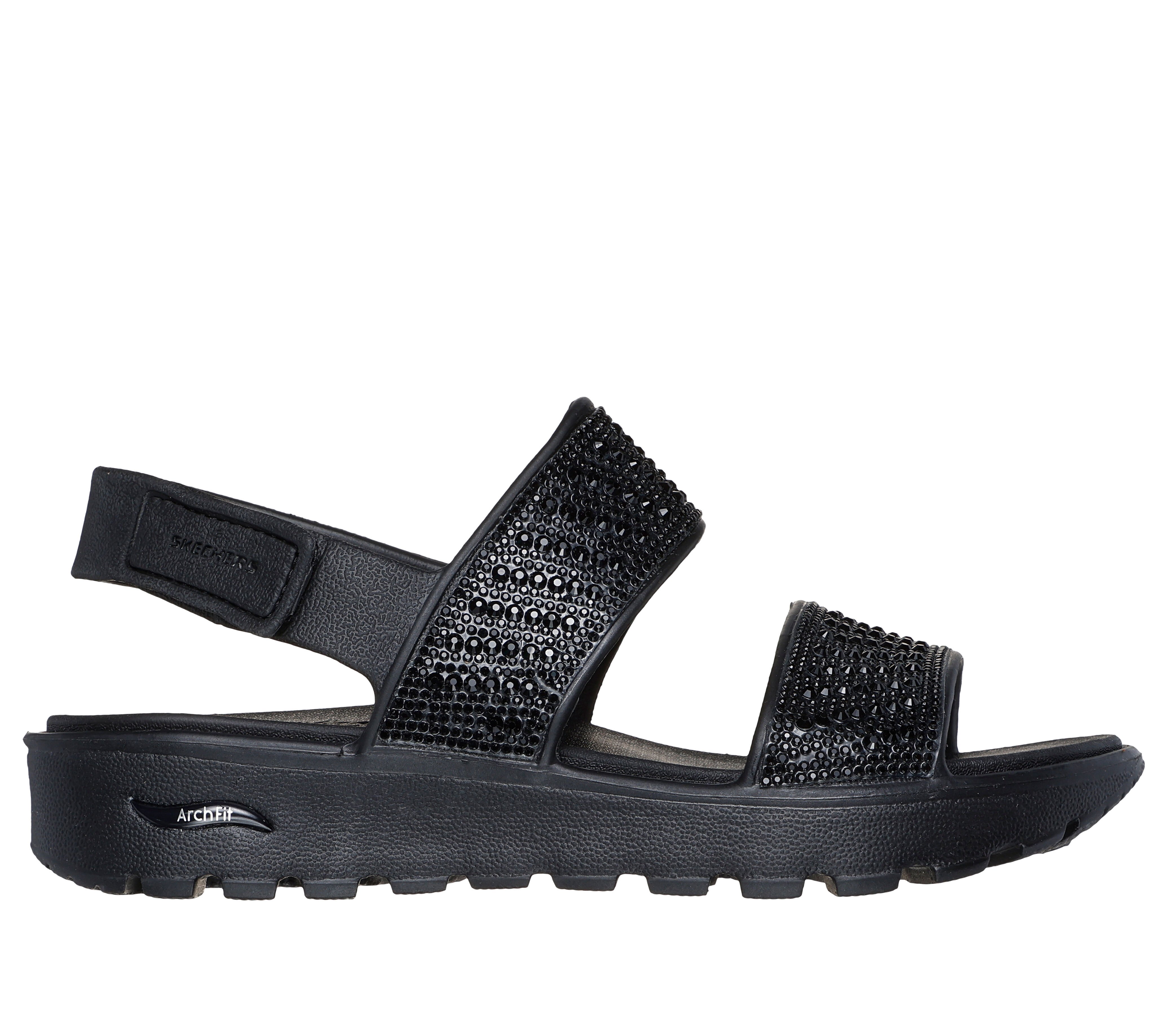 Black skechers sandals sales
