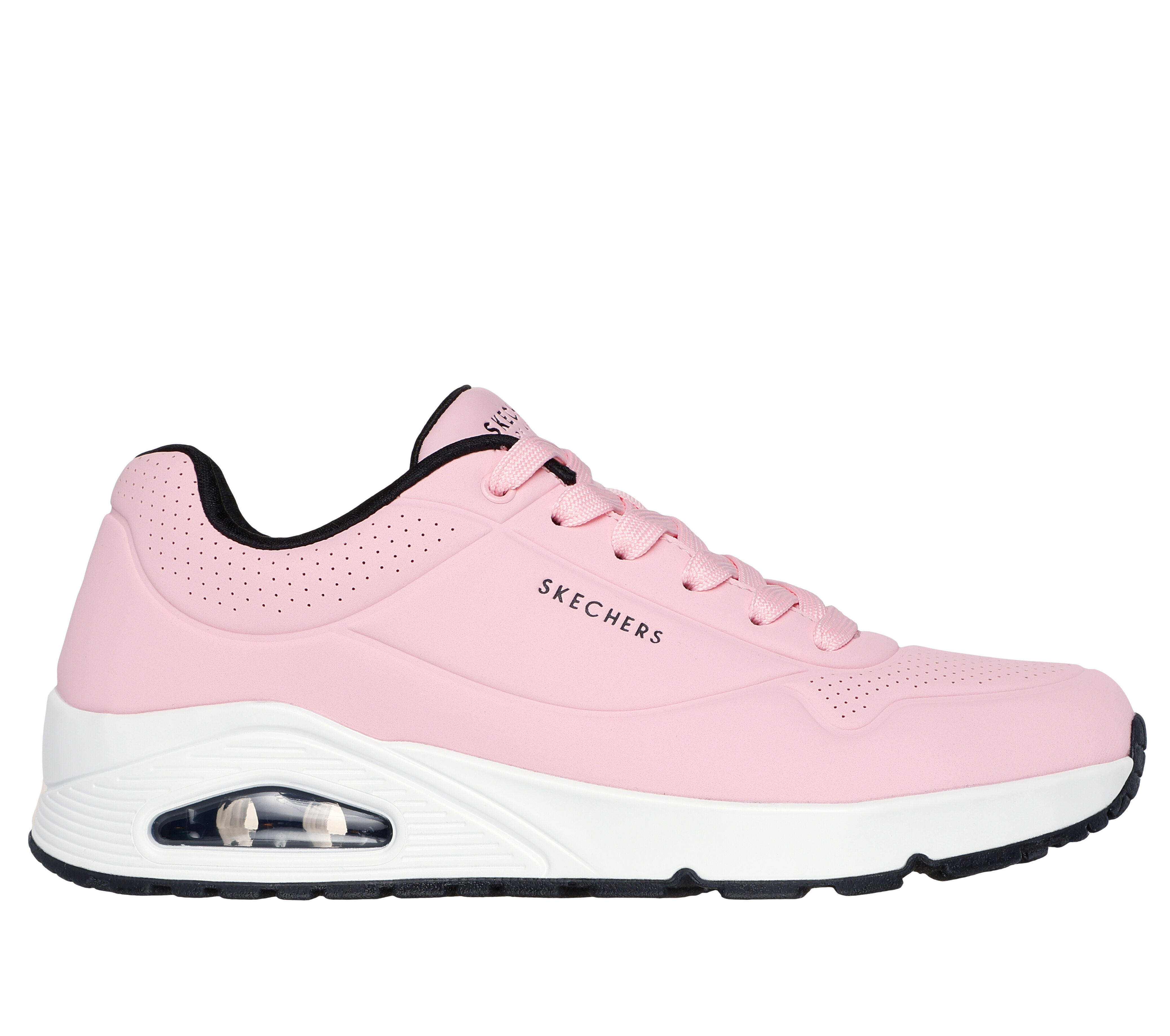 White and pink skechers on sale