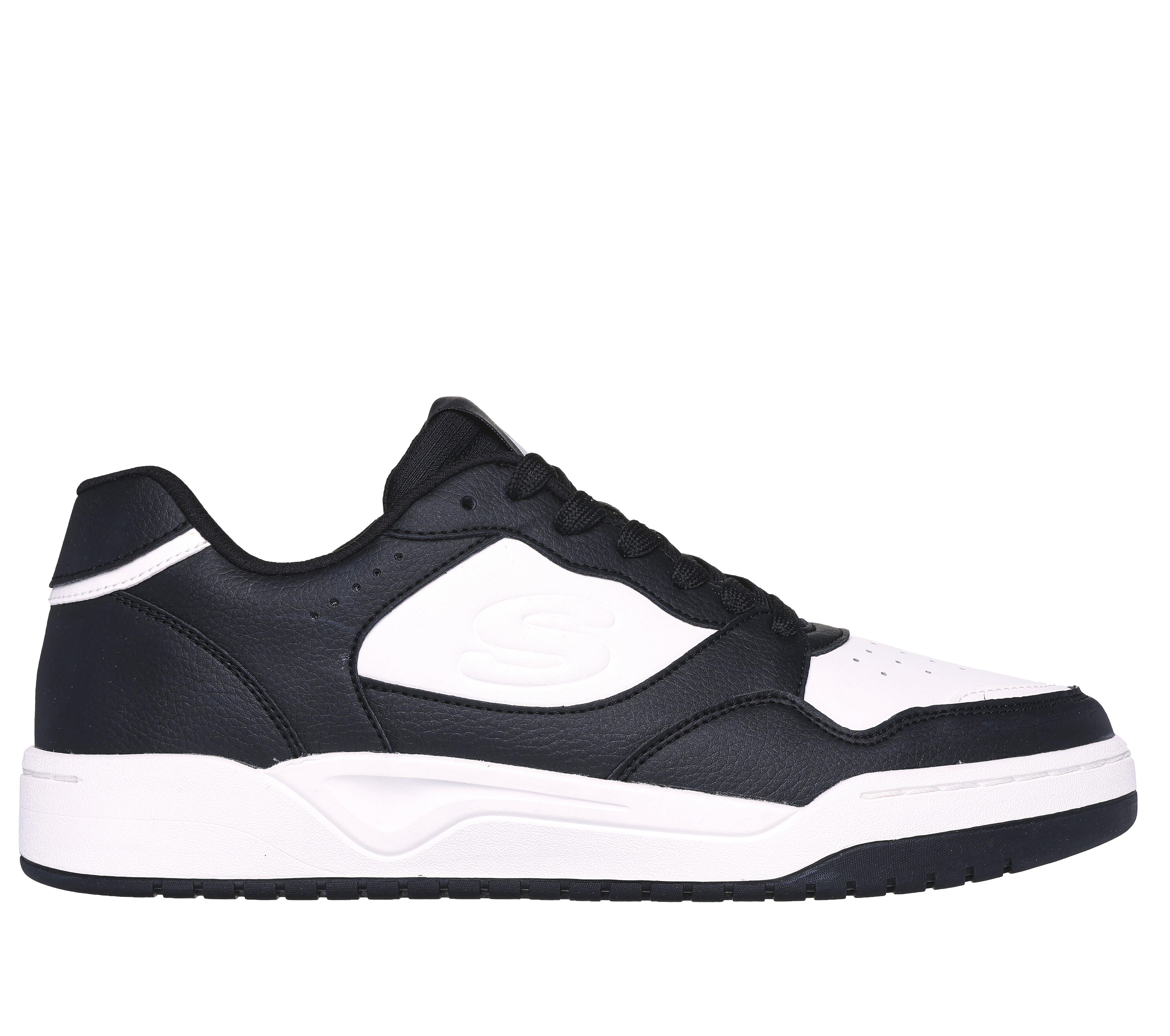 Black and white skechers deals