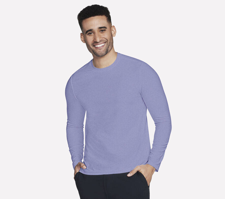 GO DRI All Day Long Sleeve Tee, PURPLE / WHITE / HOT PINK, largeimage number 0
