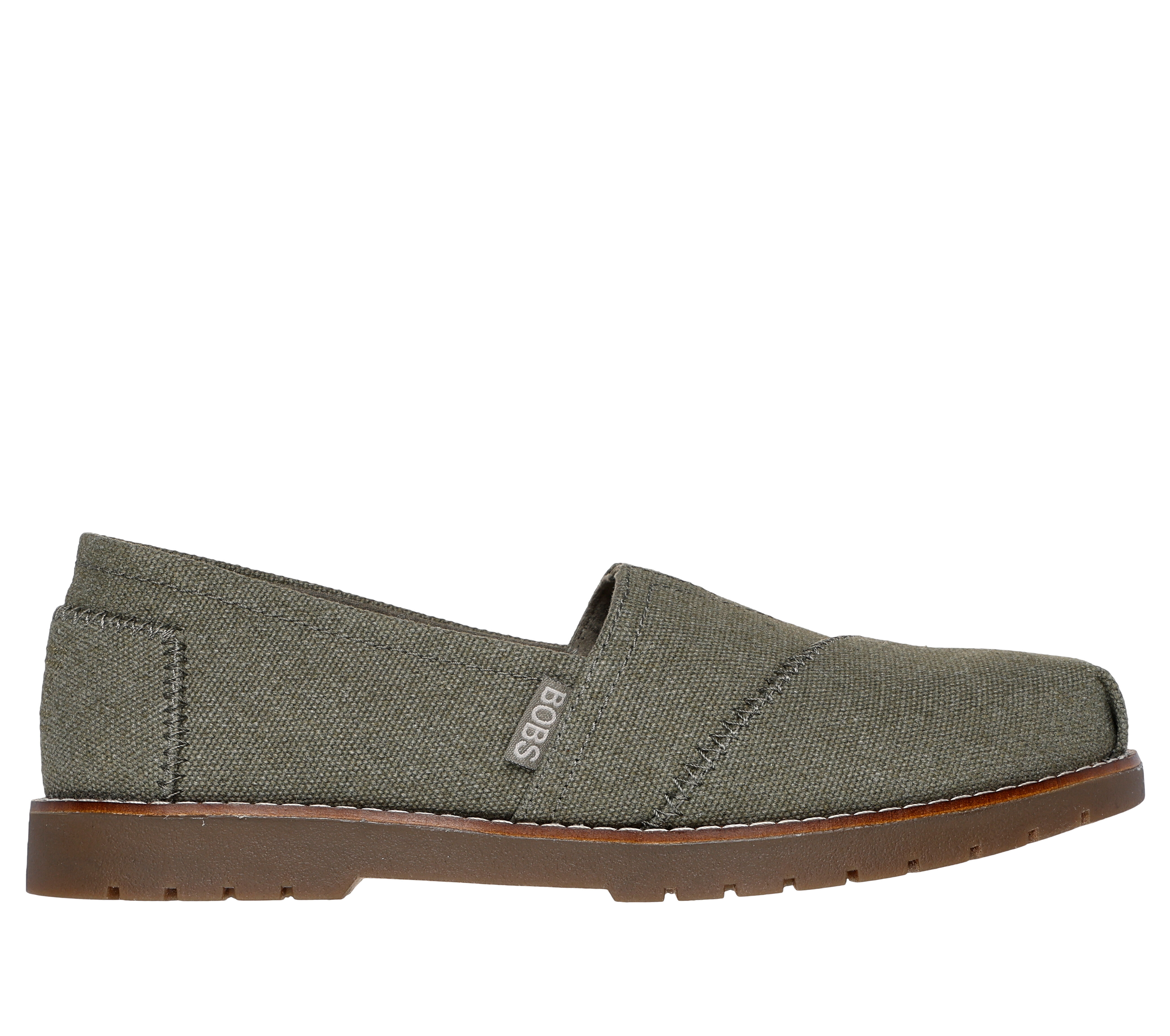 Skechers Women s BOBS Chill Lugs Familiar Turf Slip On Shoes in Olive Size 6.0 Vegan Medium Width Machine Washable