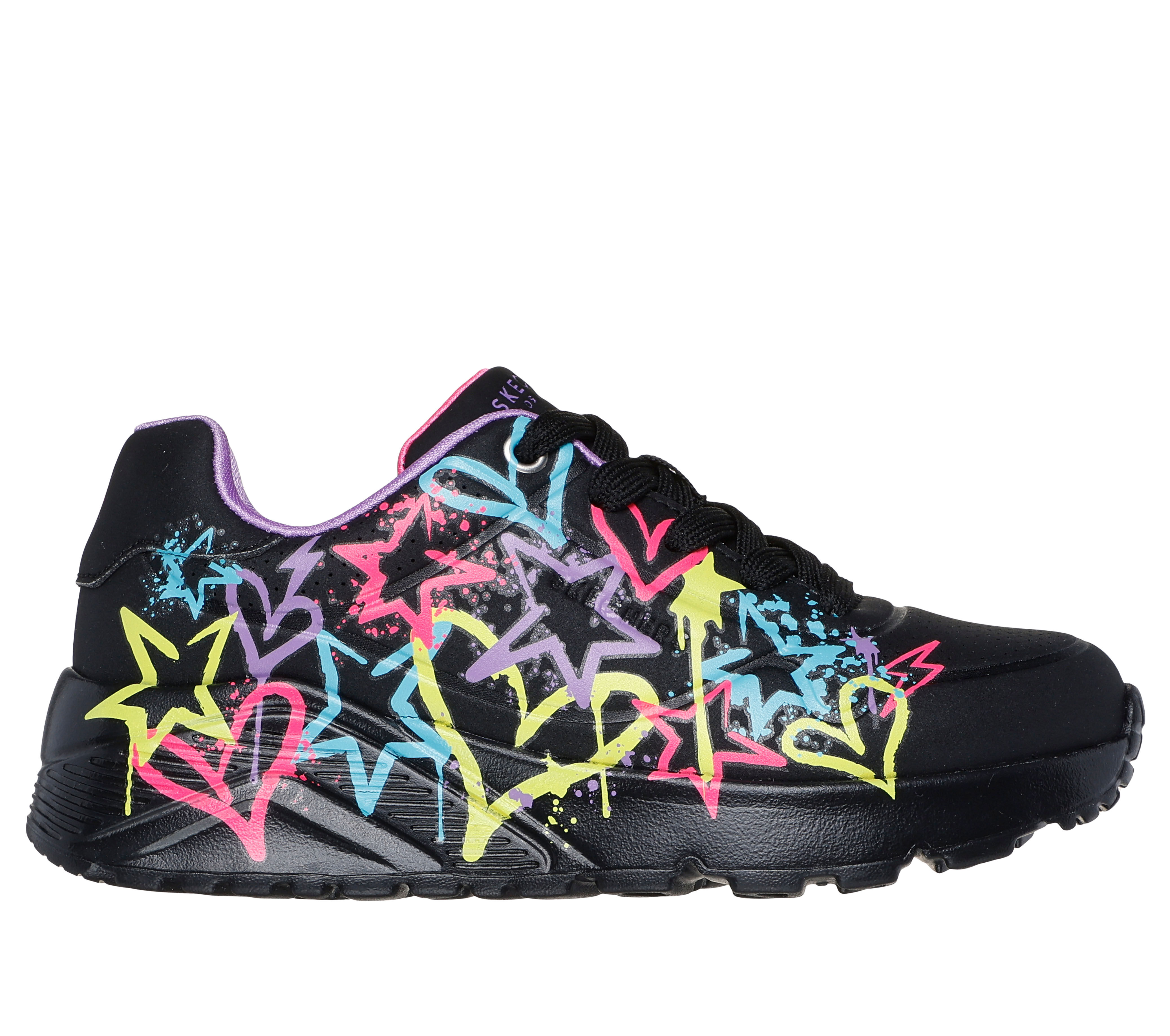 Skechers Girl s Uno Lite My Drip Sneaker in Black Size 12.0 Medium Width Machine Washable