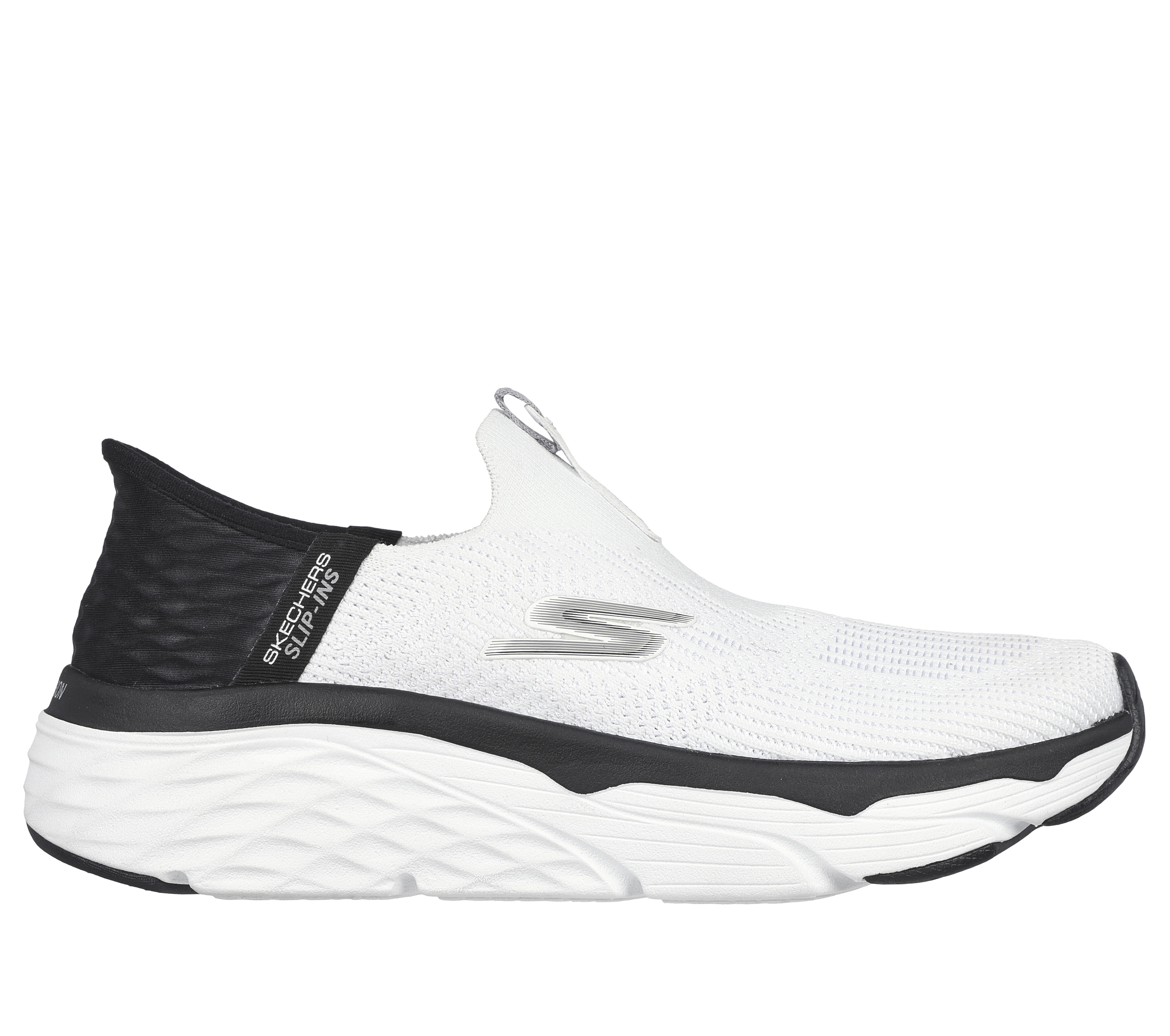 Black and white skechers hot sale