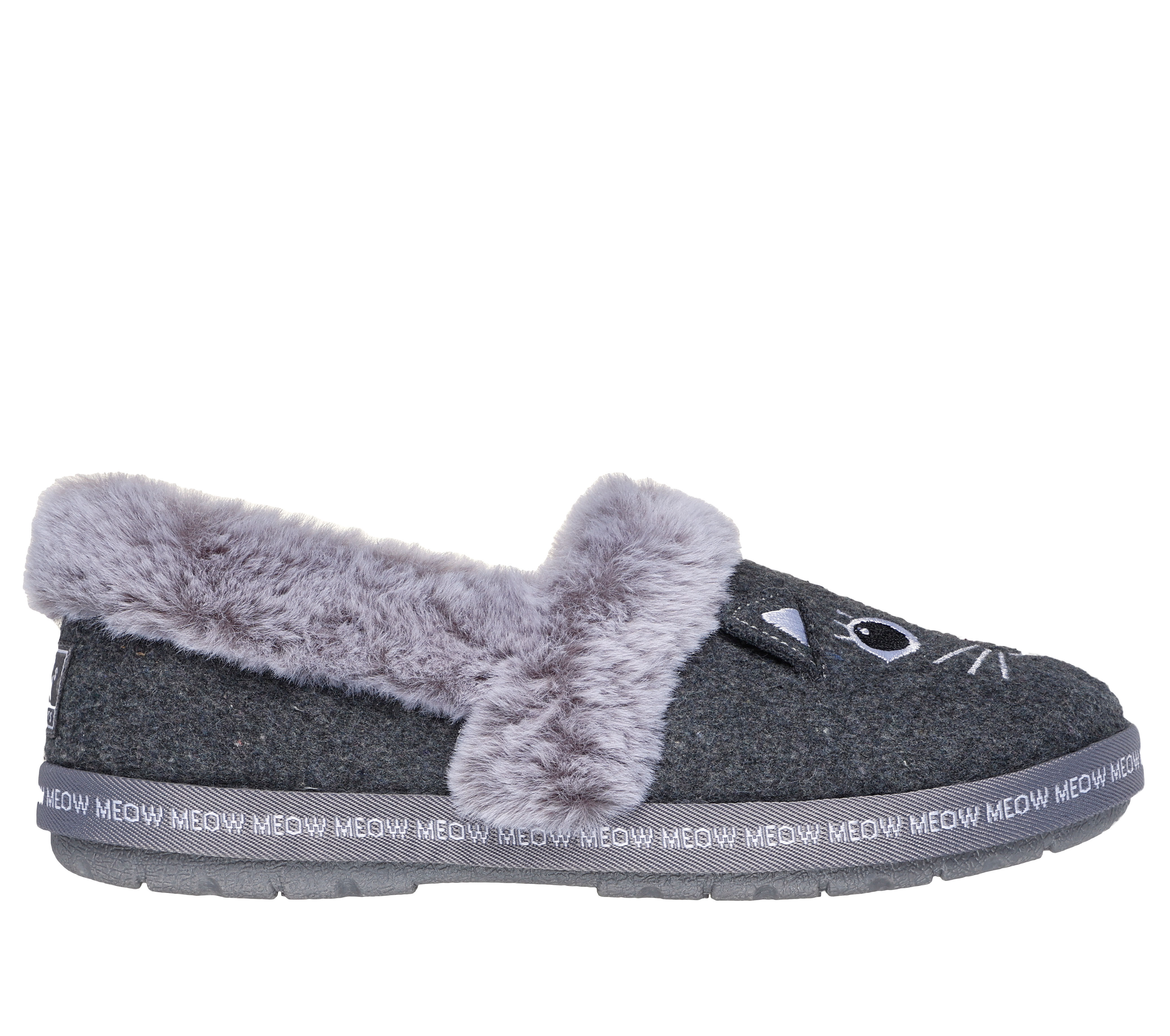 Skechers Women s BOBS Too Cozy Meow Jammies Slipper in Charcoal Size 9.0 Vegan Medium Width