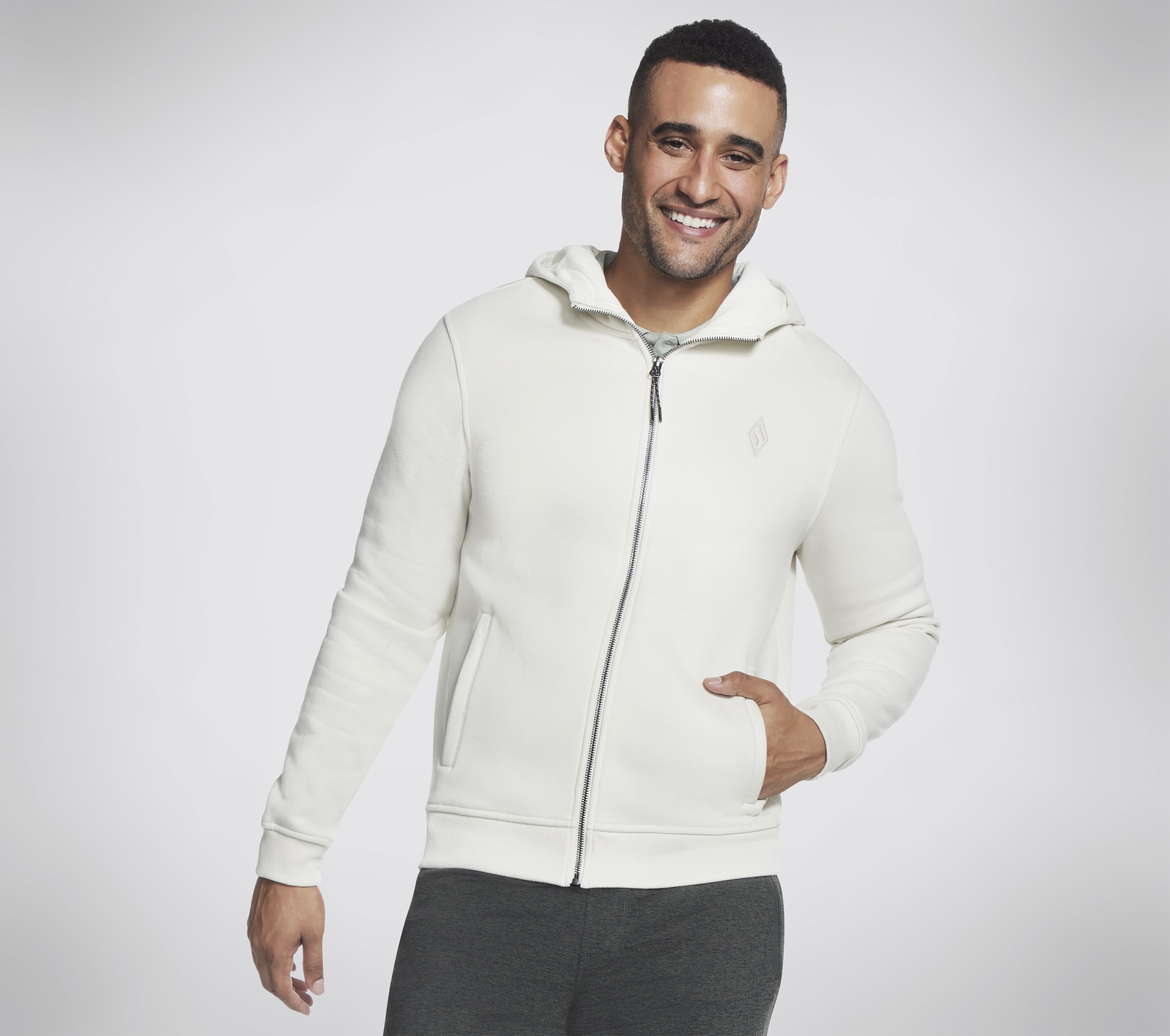 Skechers jacket mens silver sale