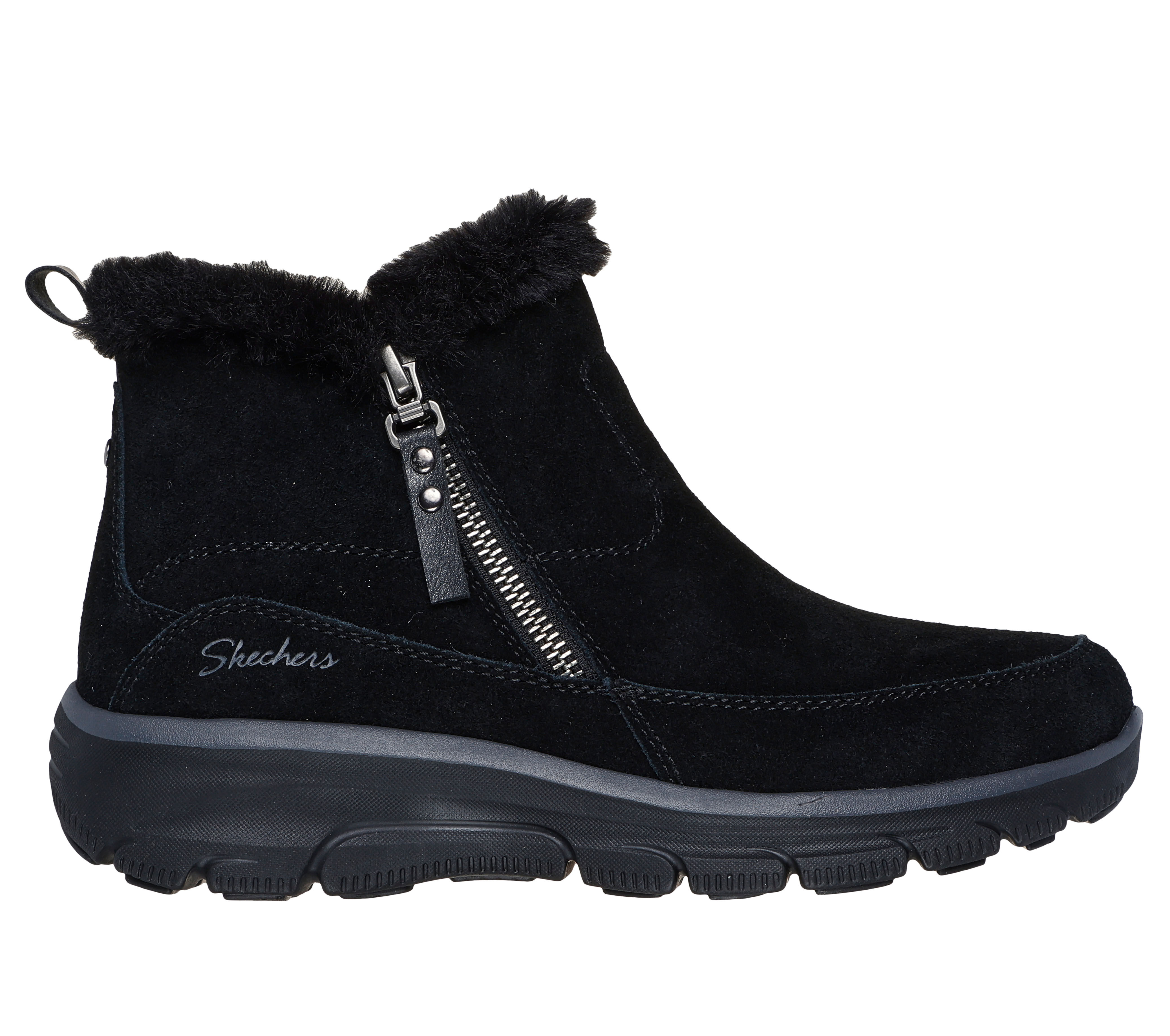 Black skechers ankle boots cheap