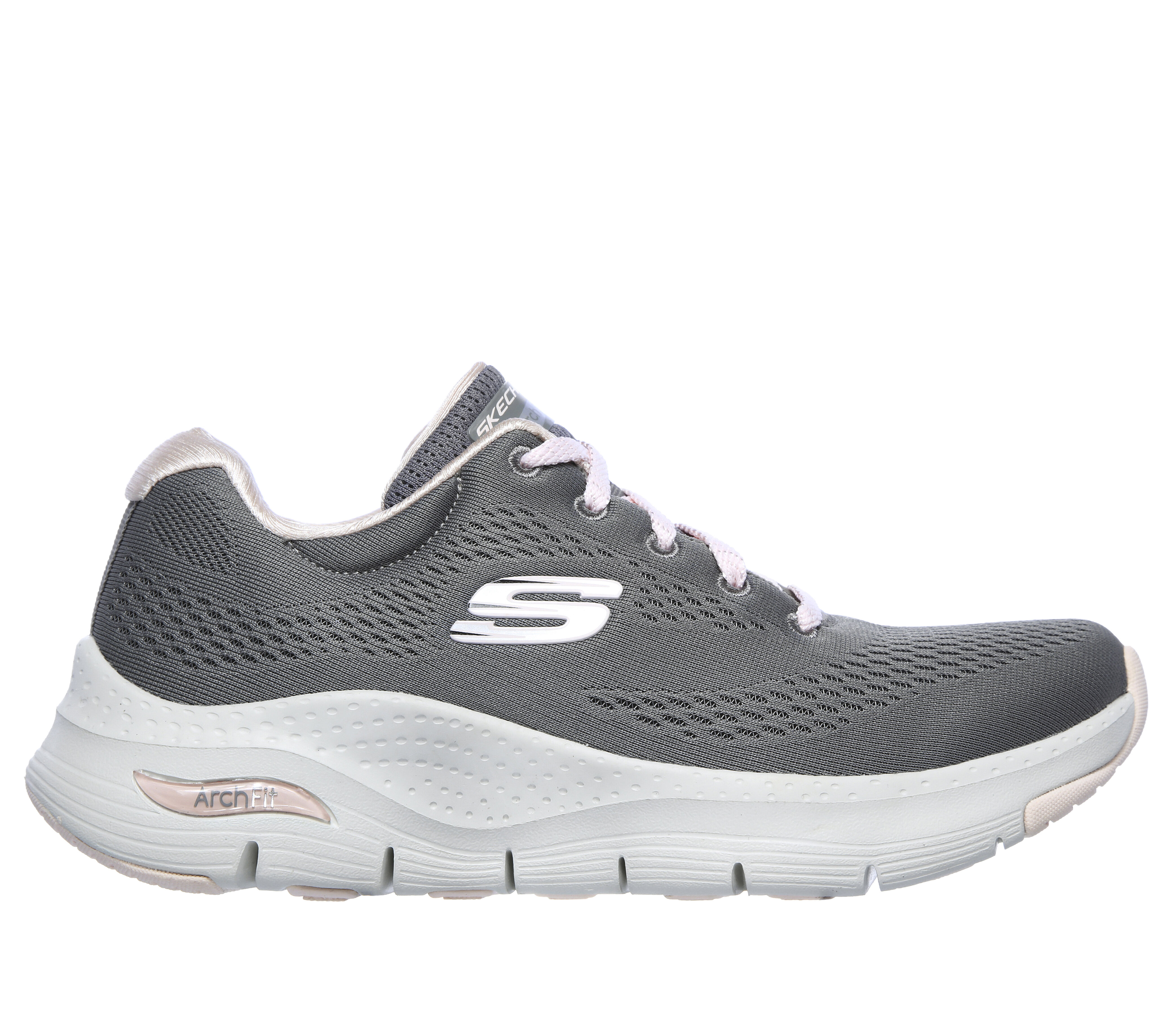 white and pink skechers