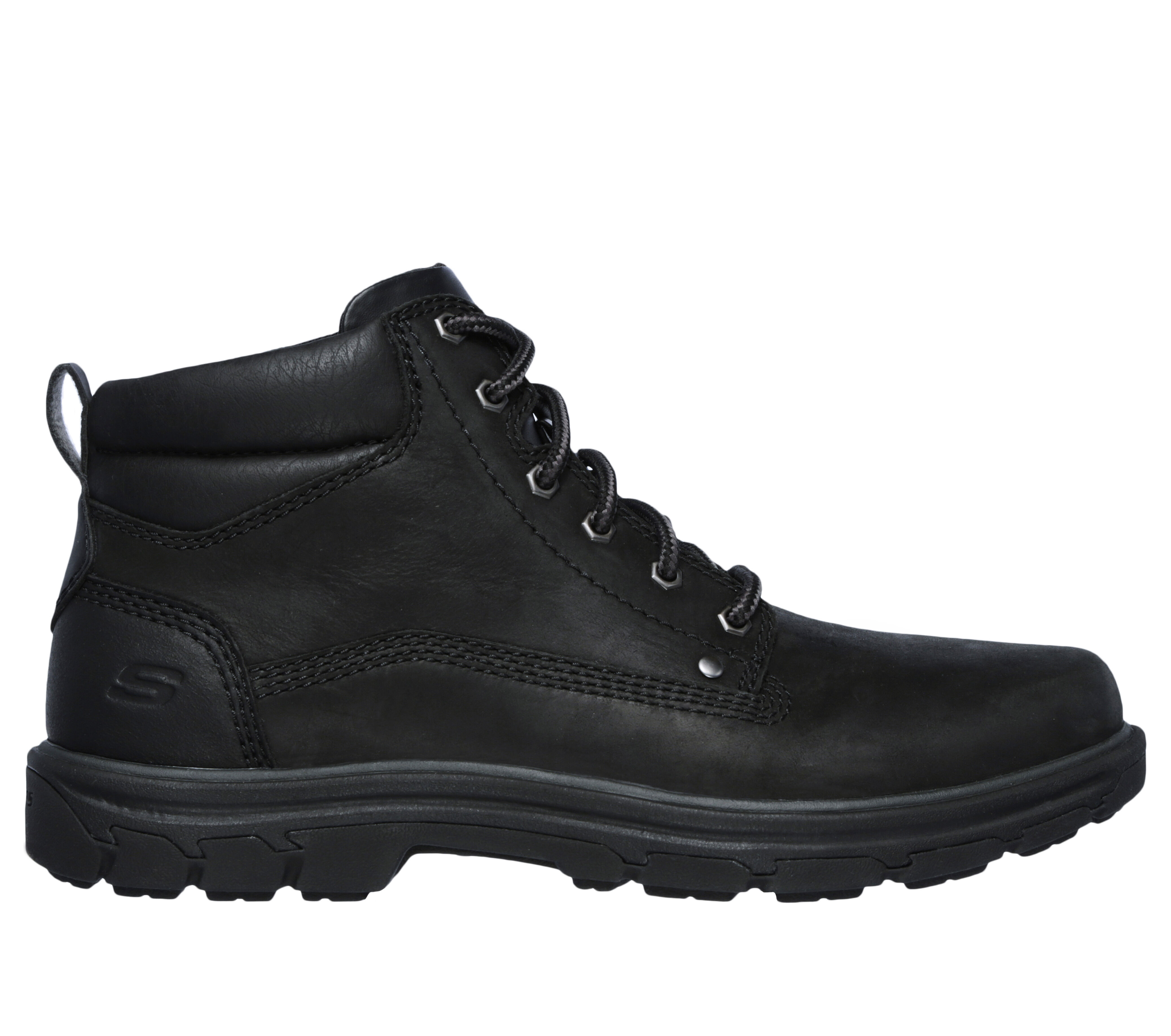skechers mens black leather boots