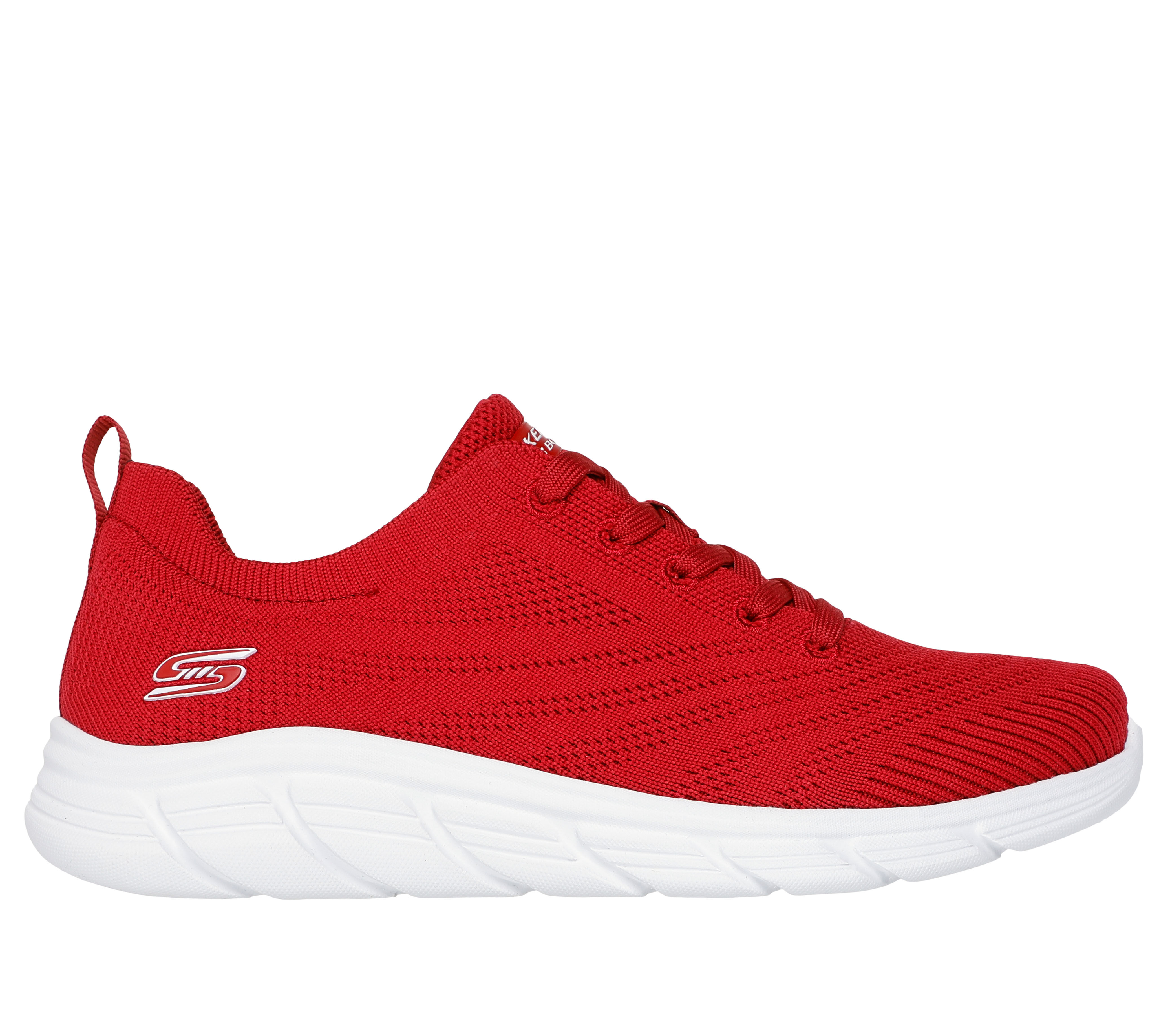 Skechers Women s BOBS Sport B Flex Lo Graceful Stride Sneaker in Red Size 8.0 Medium Width Machine Washable