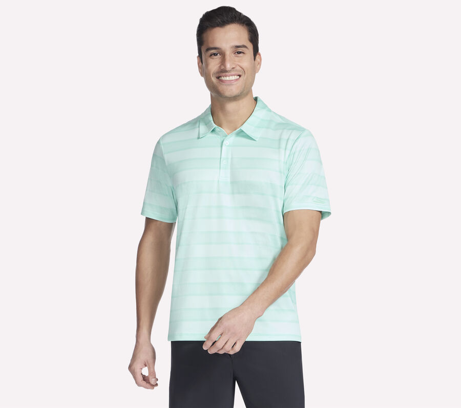 GO DRI Charge Multi Stripe Polo, TURQUOISE / GRAY, largeimage number 0