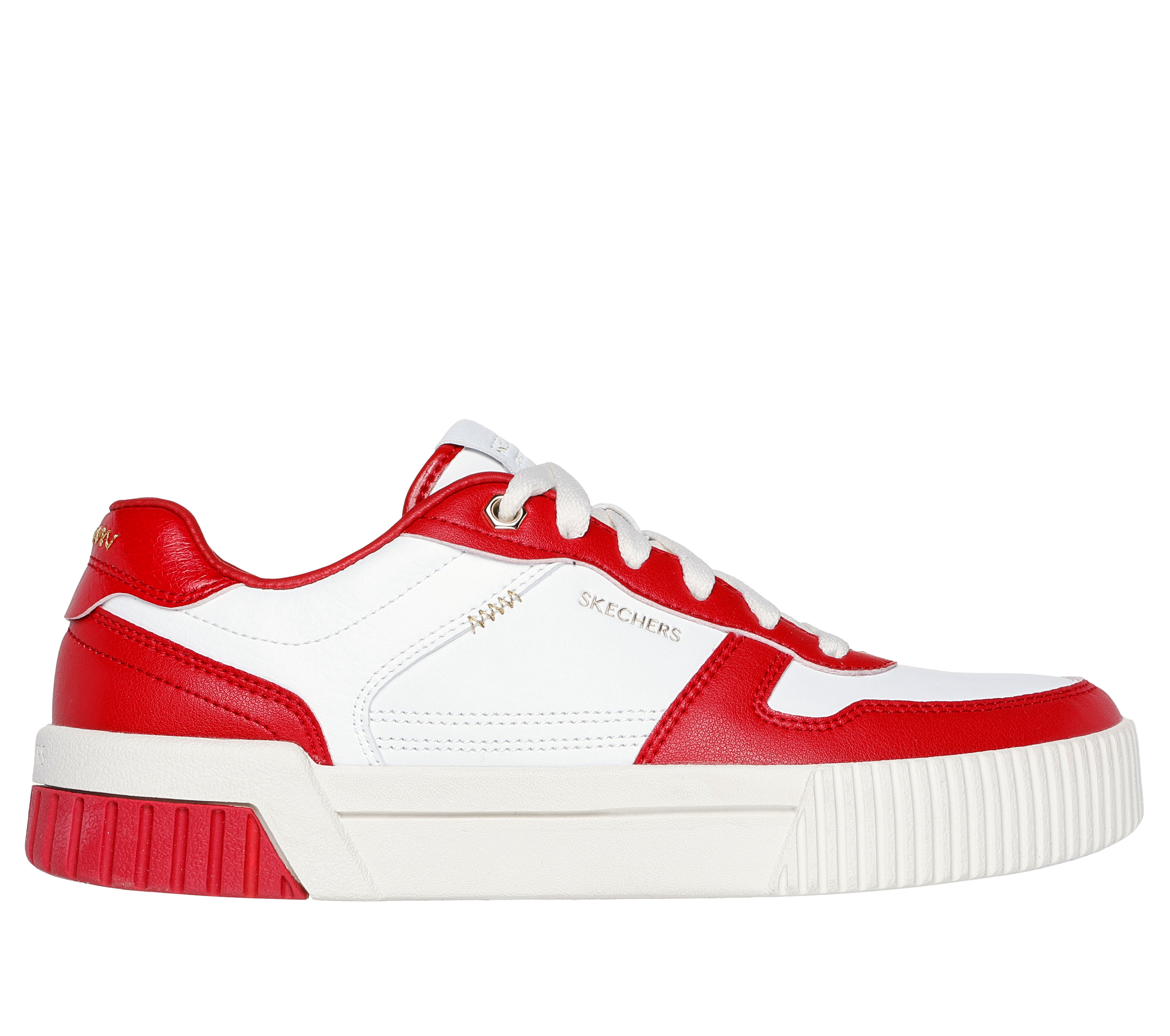 Skechers Women s Jade Best In Class Sneaker in White Red Size 6.0 Medium Width
