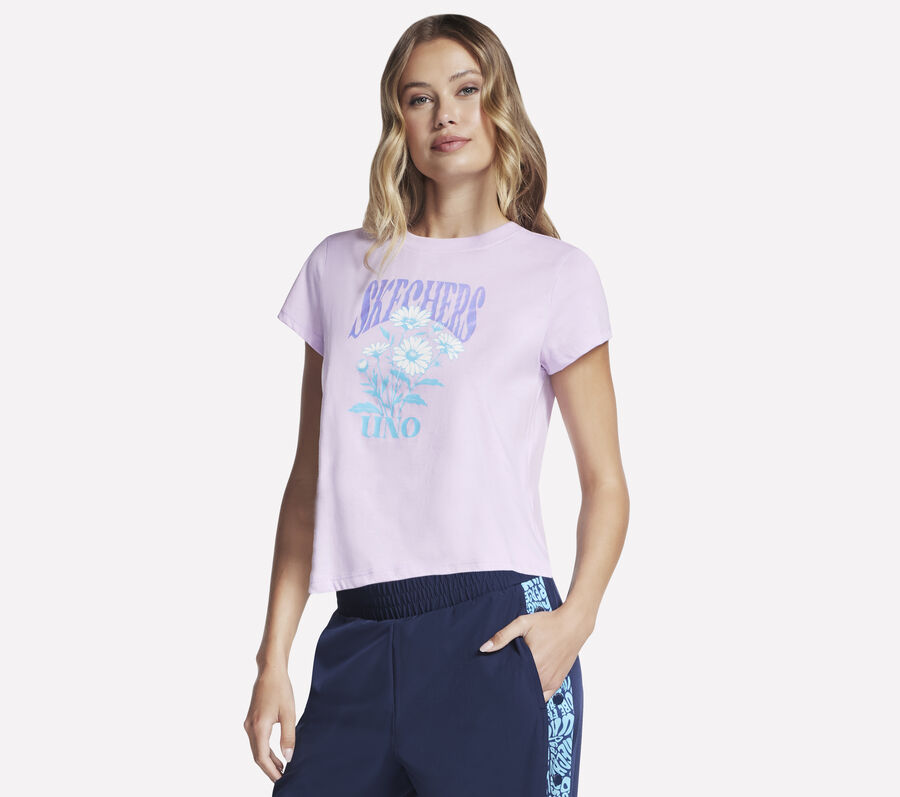 Uno Classic Fit Flower Tee, BLANC / VIOLET, largeimage number 0