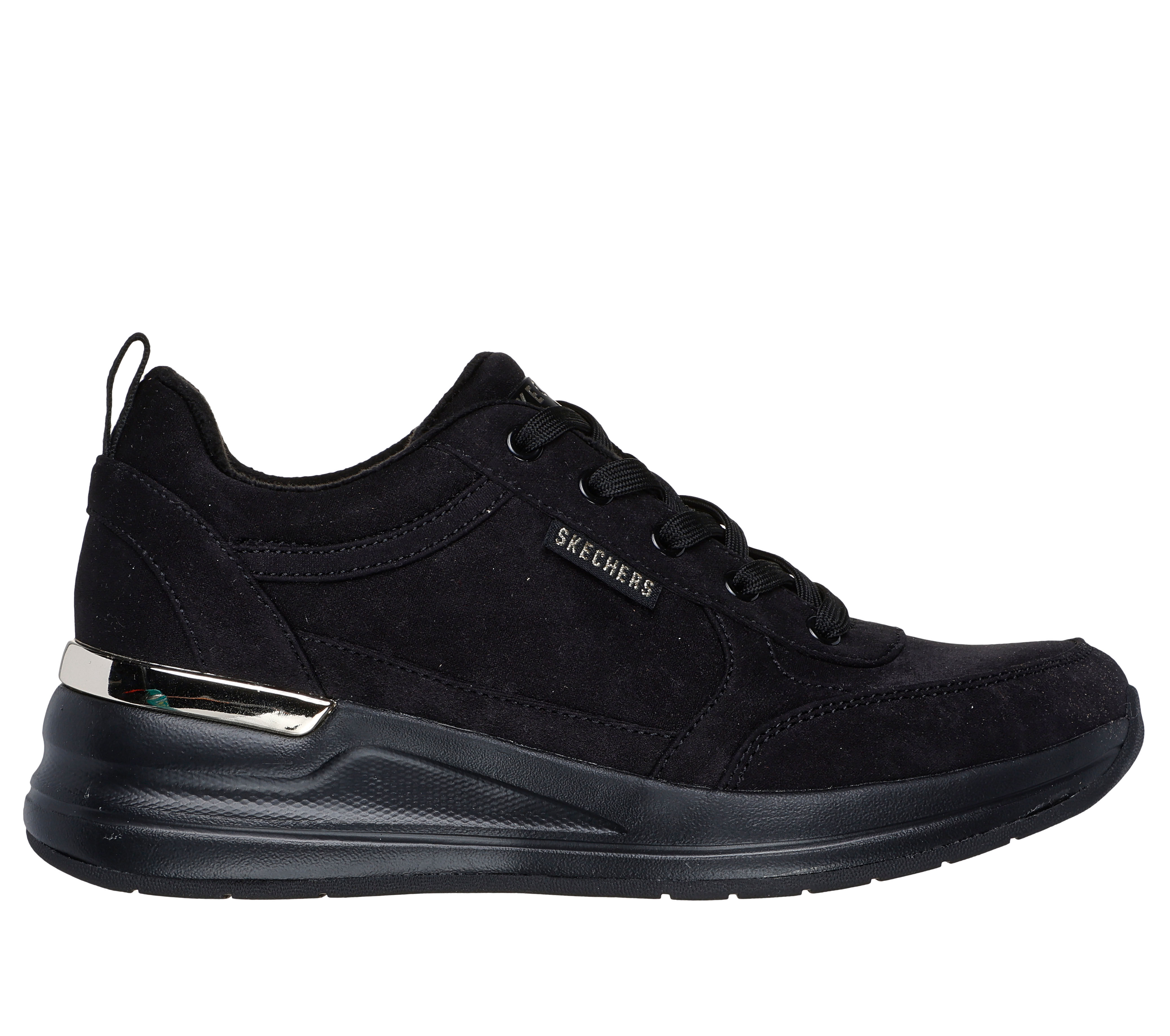 Black skechers with flowers sale