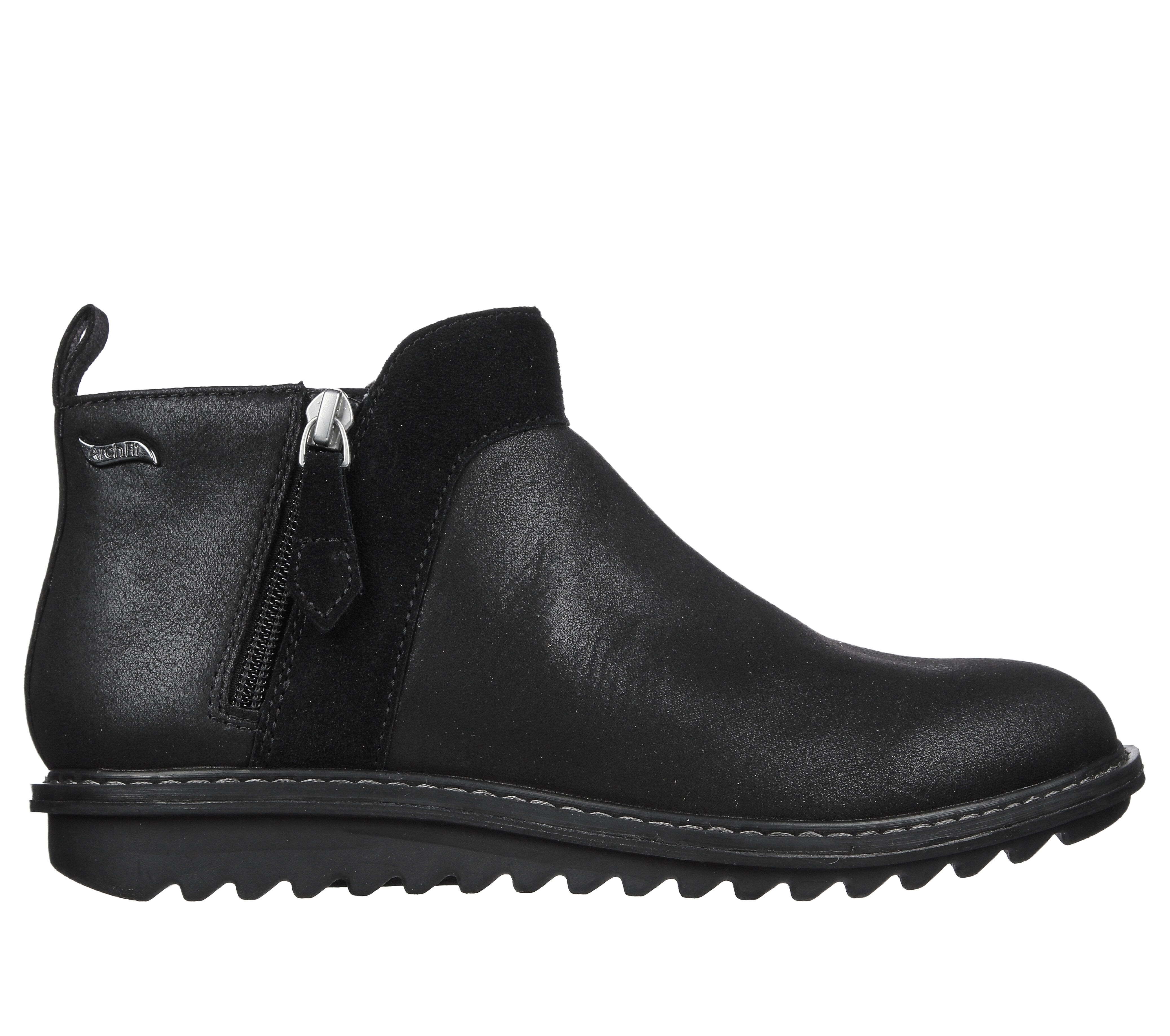 Skechers black zip boots sales