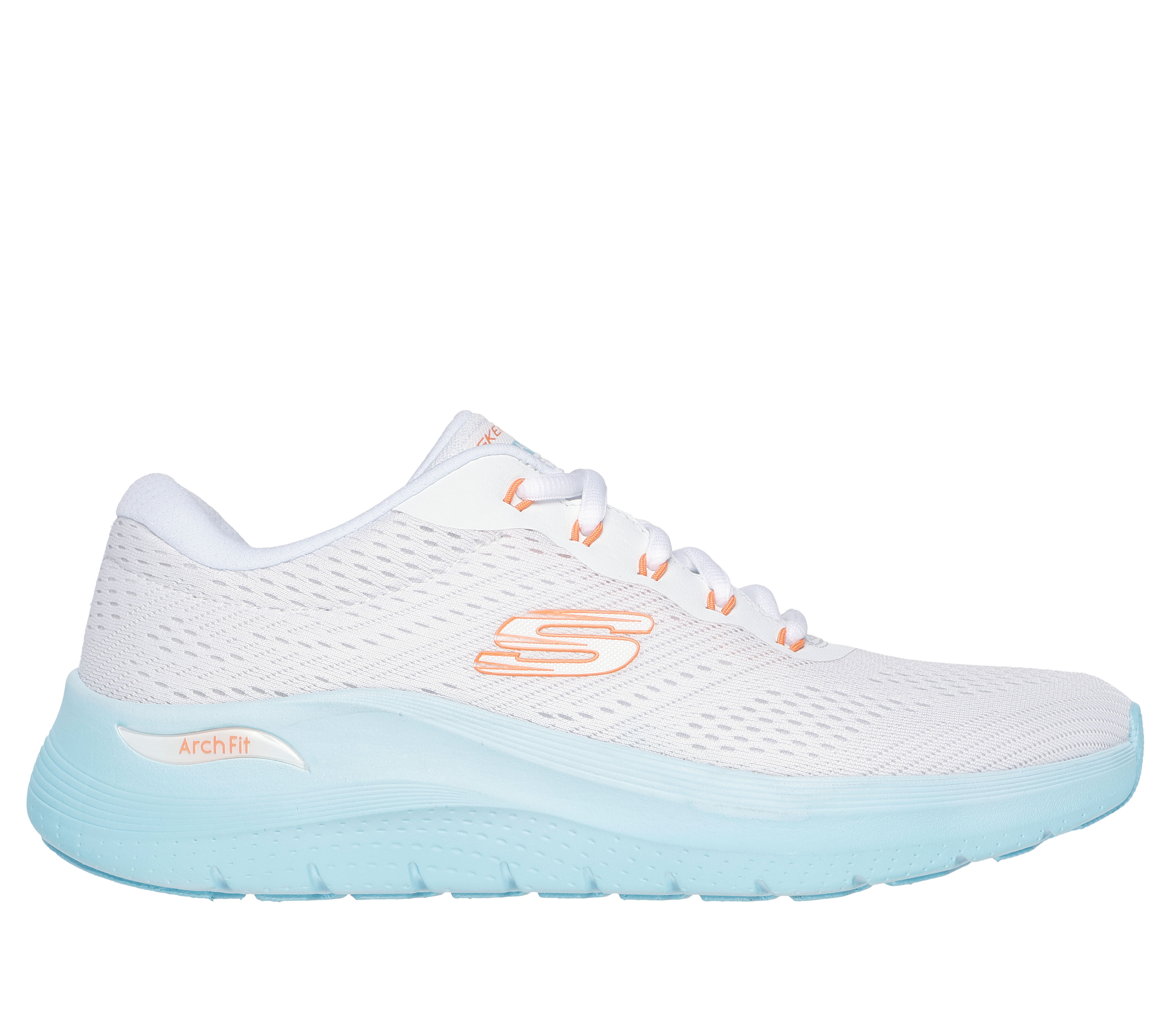 White and blue skechers outlet