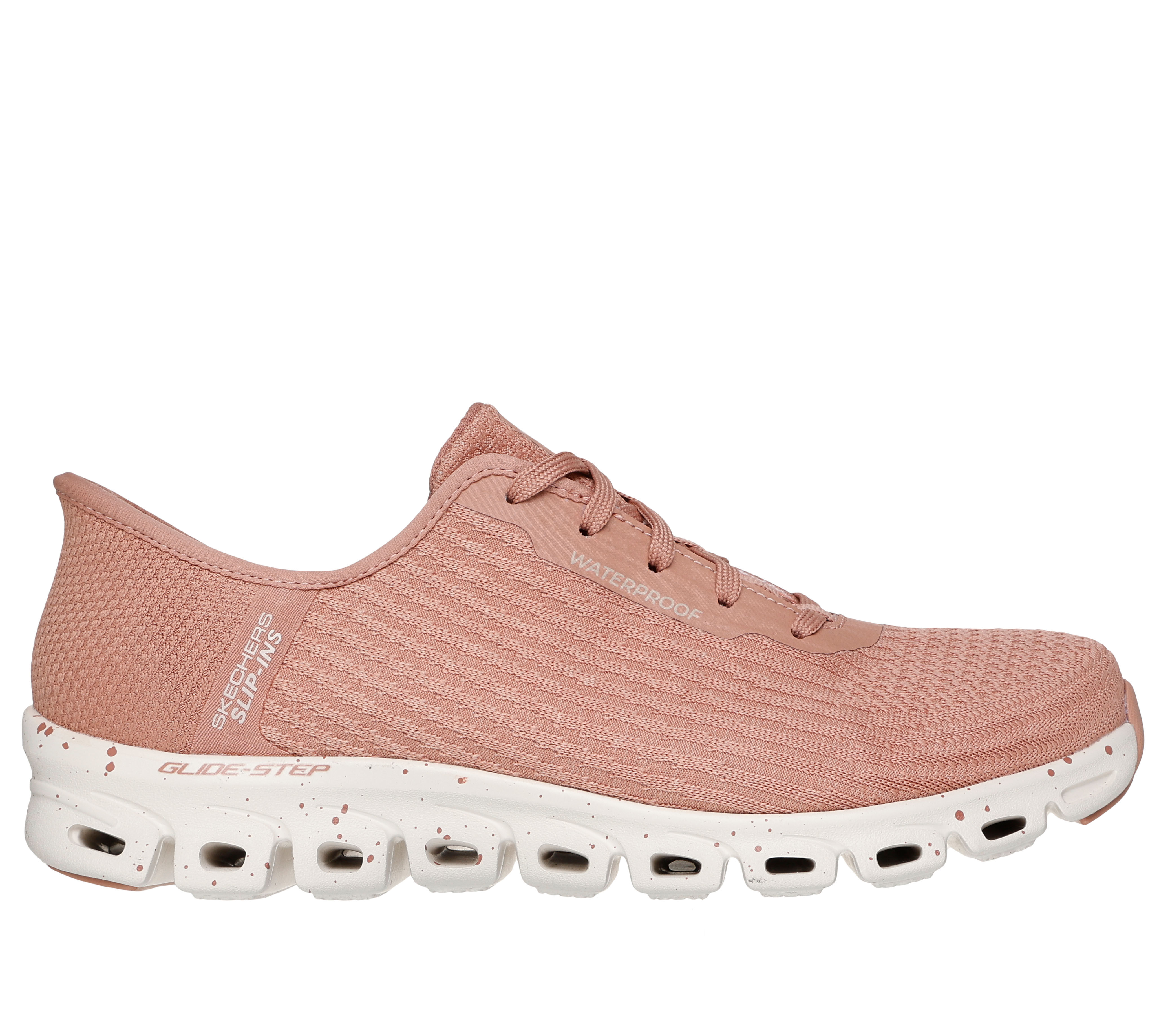White and pink skechers on sale