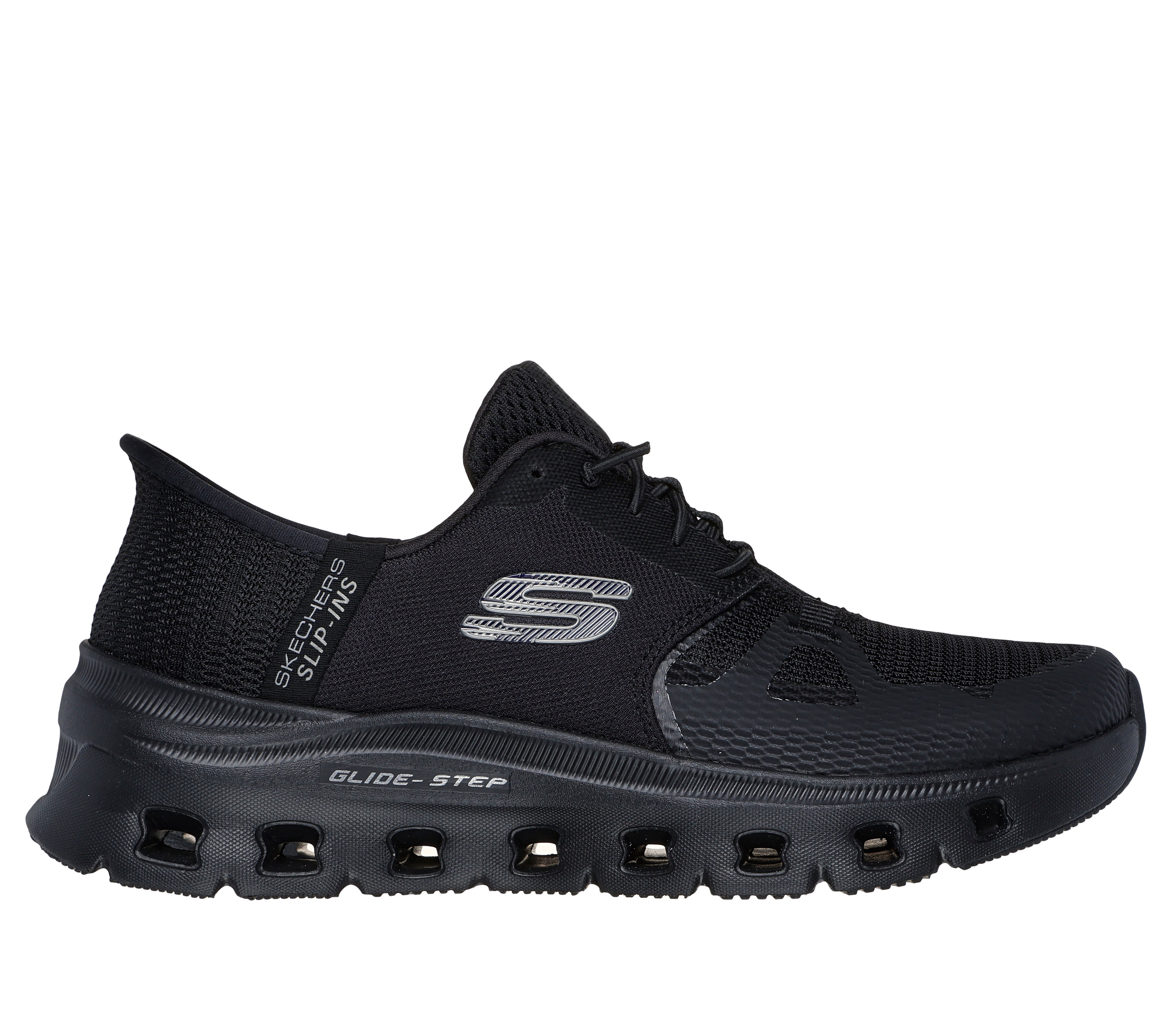 Ladies black slip on skechers top
