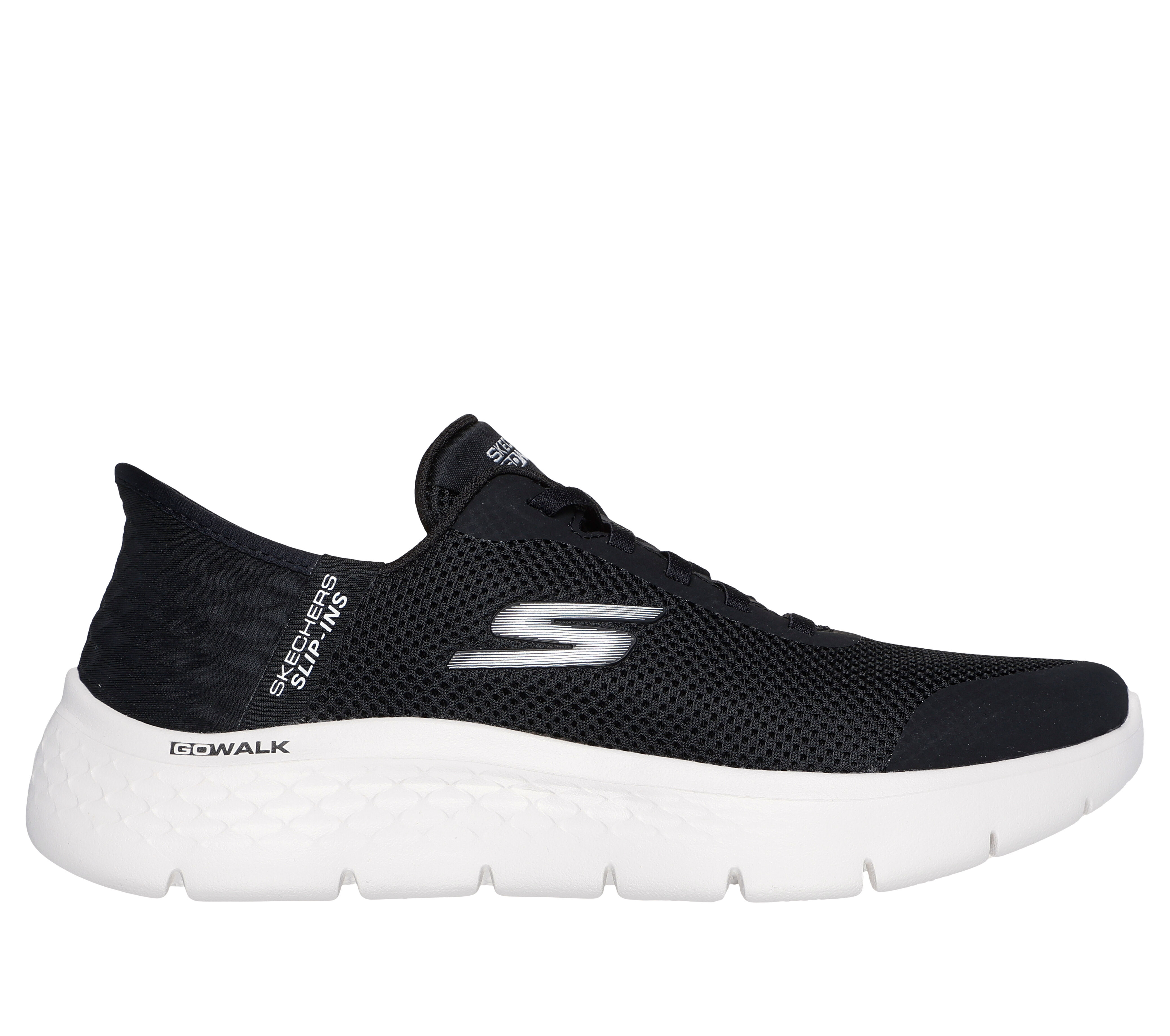 Skechers Women s Slip ins GO WALK Flex Grand Entry Sneaker in Black White Size 5.0 Wide Vegan Machine Washable