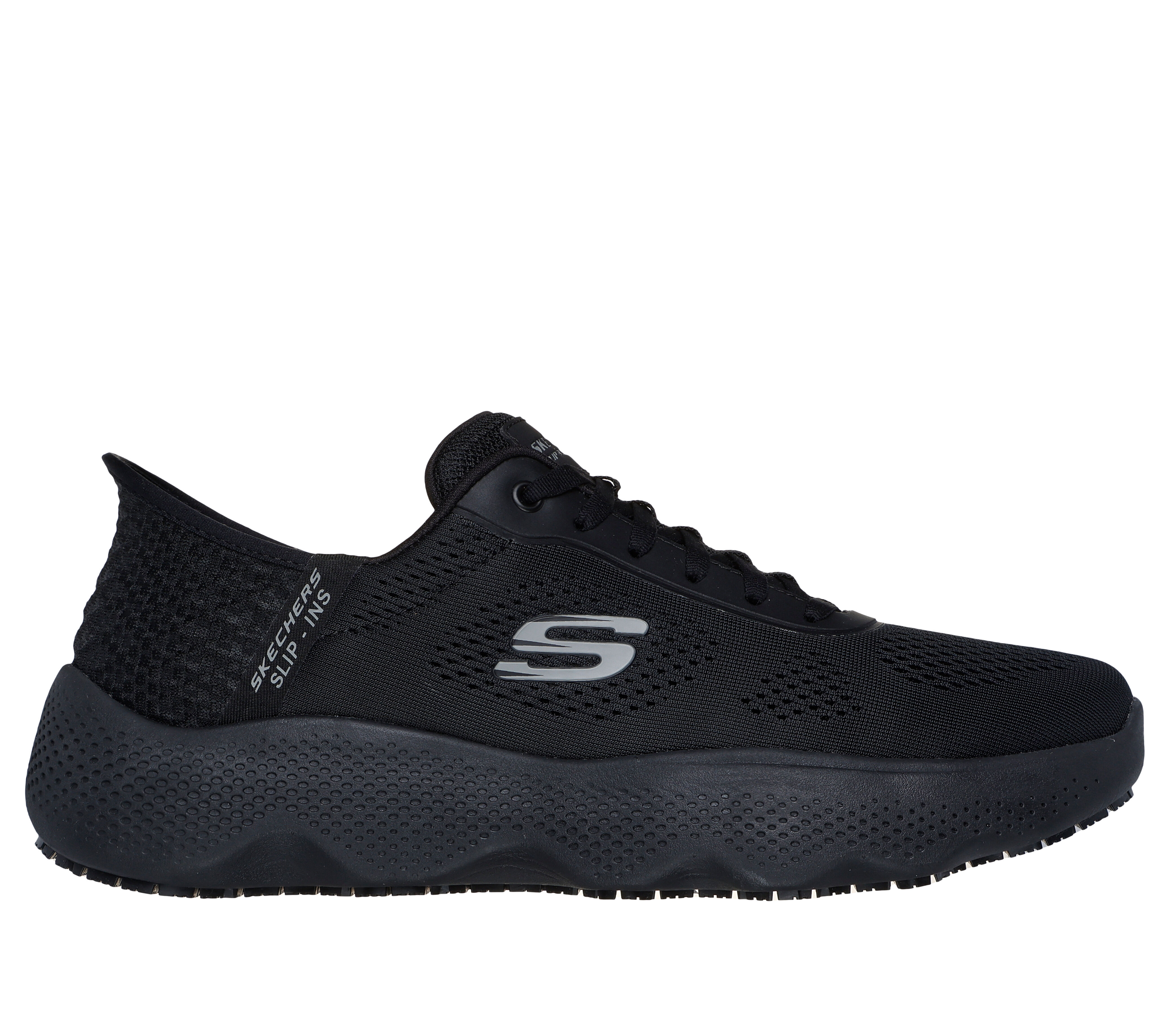 Skechers Men s Slip ins Work Slip Resistant Massage Step Fuki Sneaker in Black Size 8.5 Medium Width