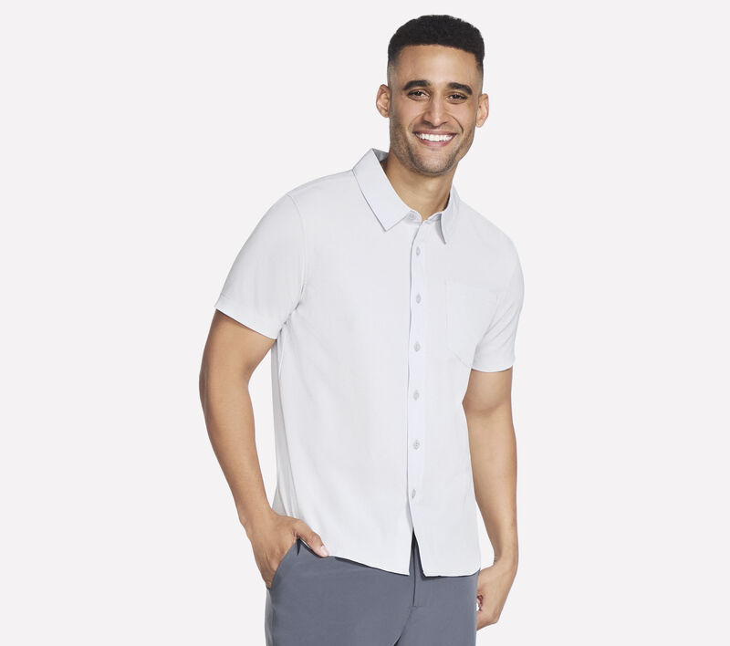 The GO WALK Air Short Sleeve Shirt, WHITE / TAUPE, largeimage number 0