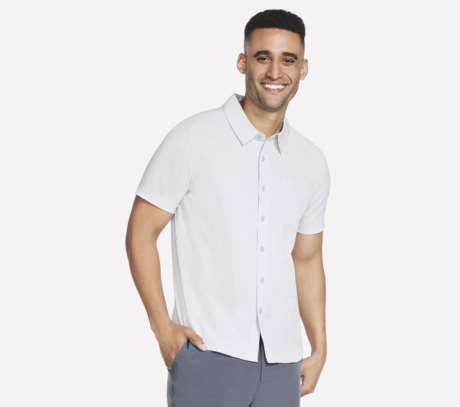 The GO WALK Air Short Sleeve Shirt, WHITE / TAUPE, largeimage number 0