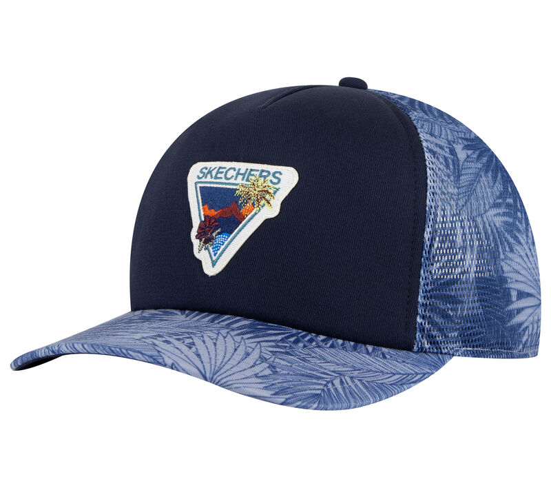 Palm Patch Trucker Hat, BLUE  /  GRAY, largeimage number 0