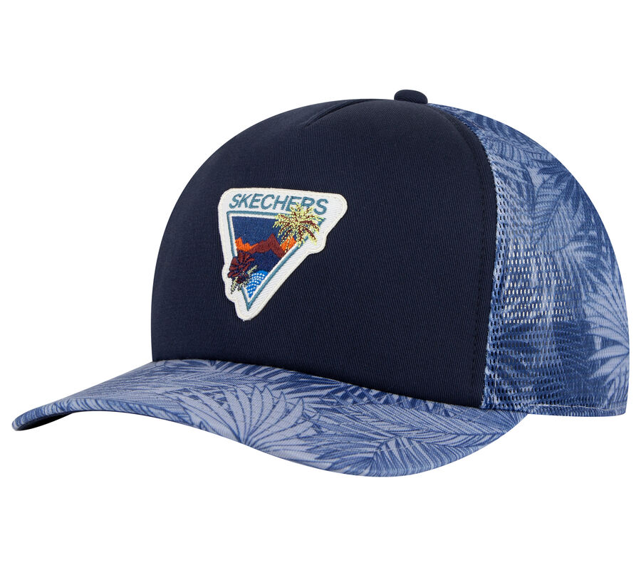 Palm Patch Trucker Hat, BLUE  /  GRAY, largeimage number 0