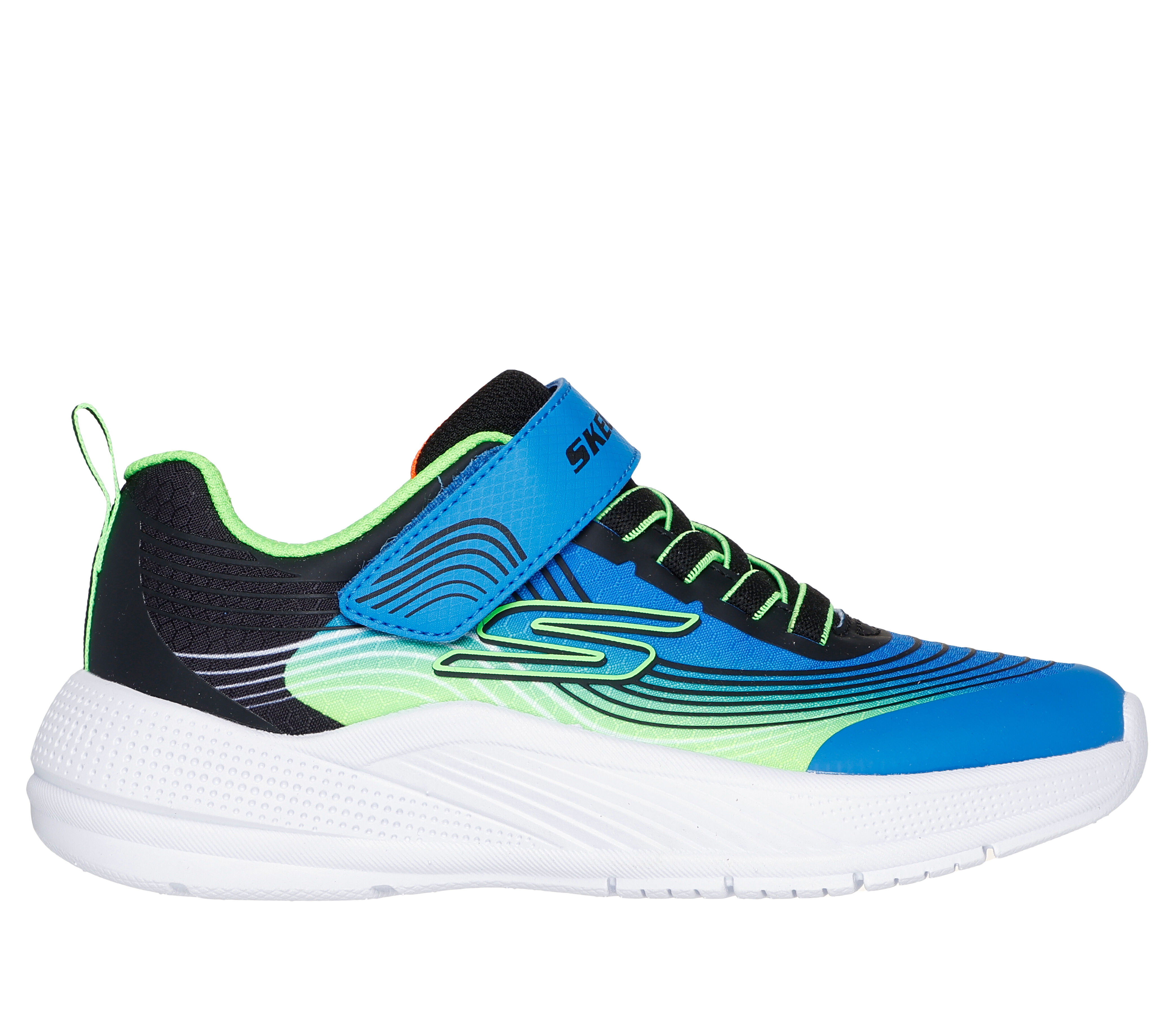 Skechers Boys Microspec Advance Running Shoe in Blue Black Lime Size 11 Medium